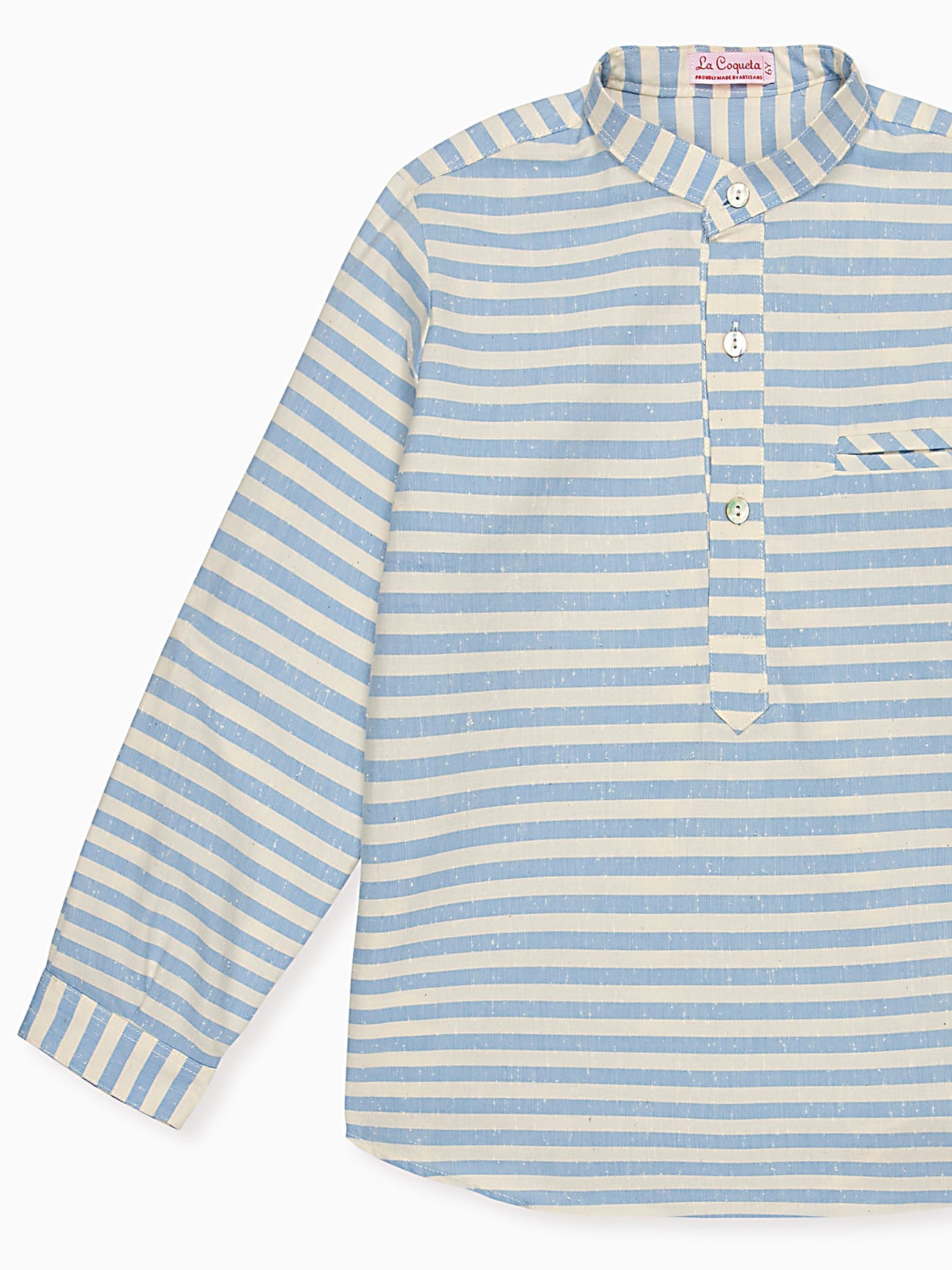 Dusty Blue Stripe Mateo Long Sleeve Boy Shirt