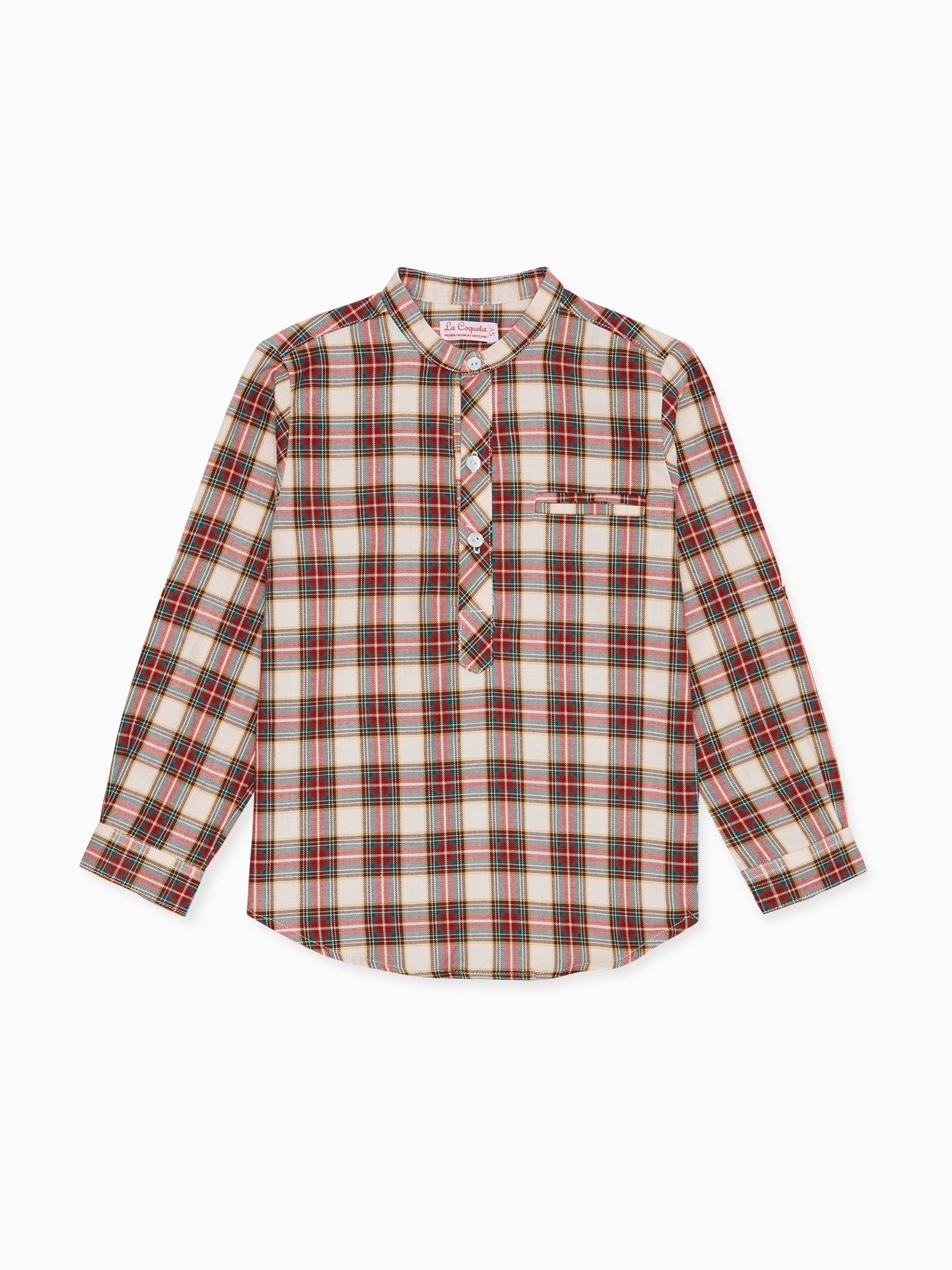 Ivory Tartan Mateo Long Sleeve Boy Shirt