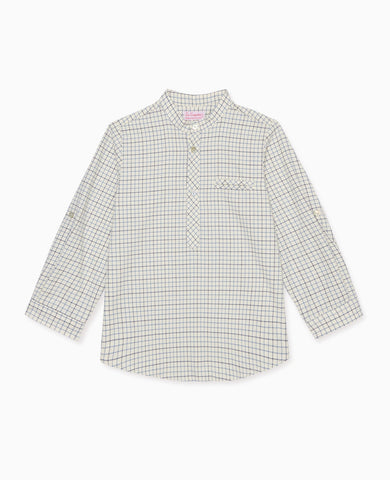 Navy Check Mateo Long Sleeve Boy Shirt