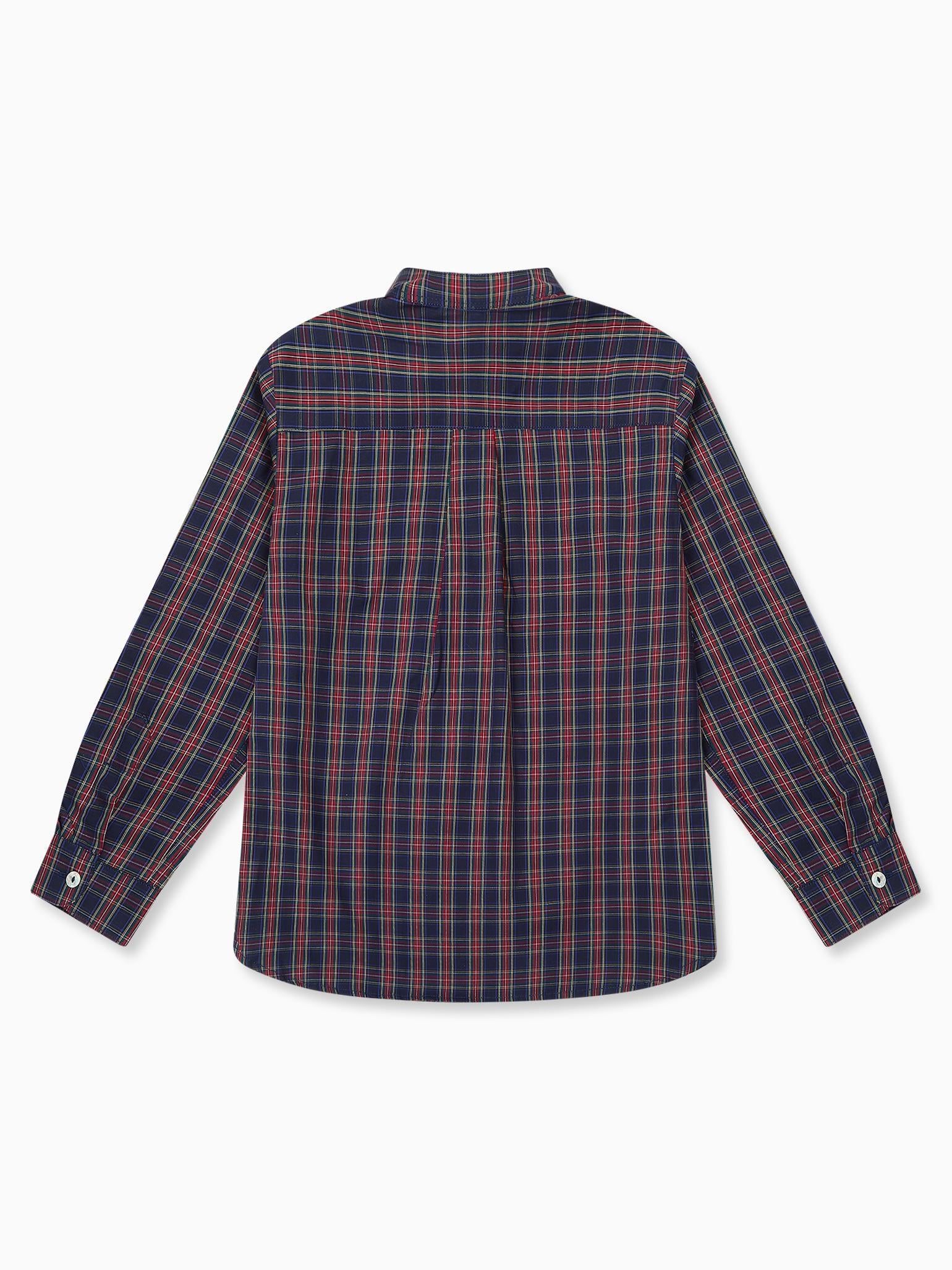 Navy Tartan Mateo Long Sleeve Boy Shirt