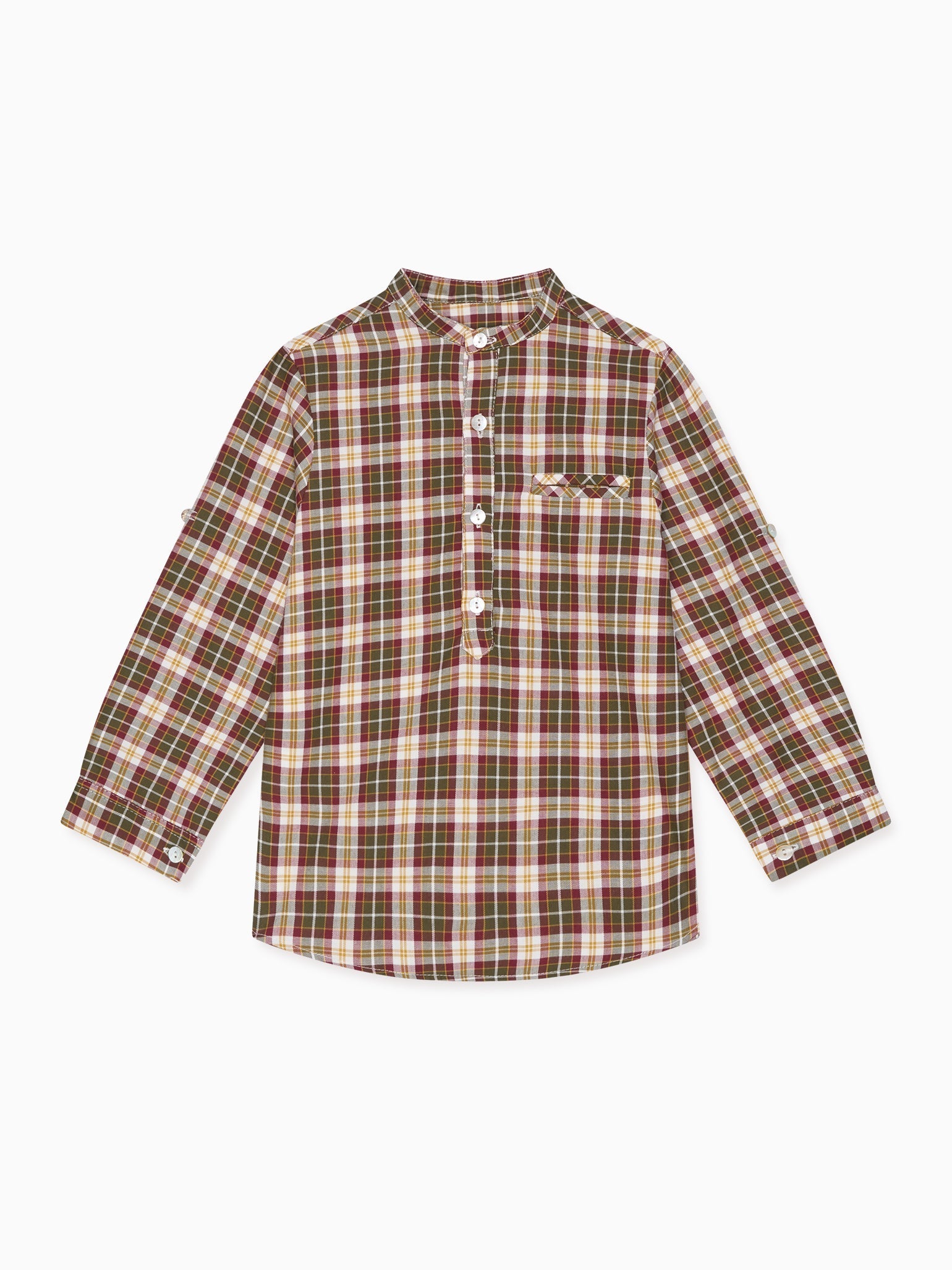 Olive Check Mateo Long Sleeve Boy Shirt