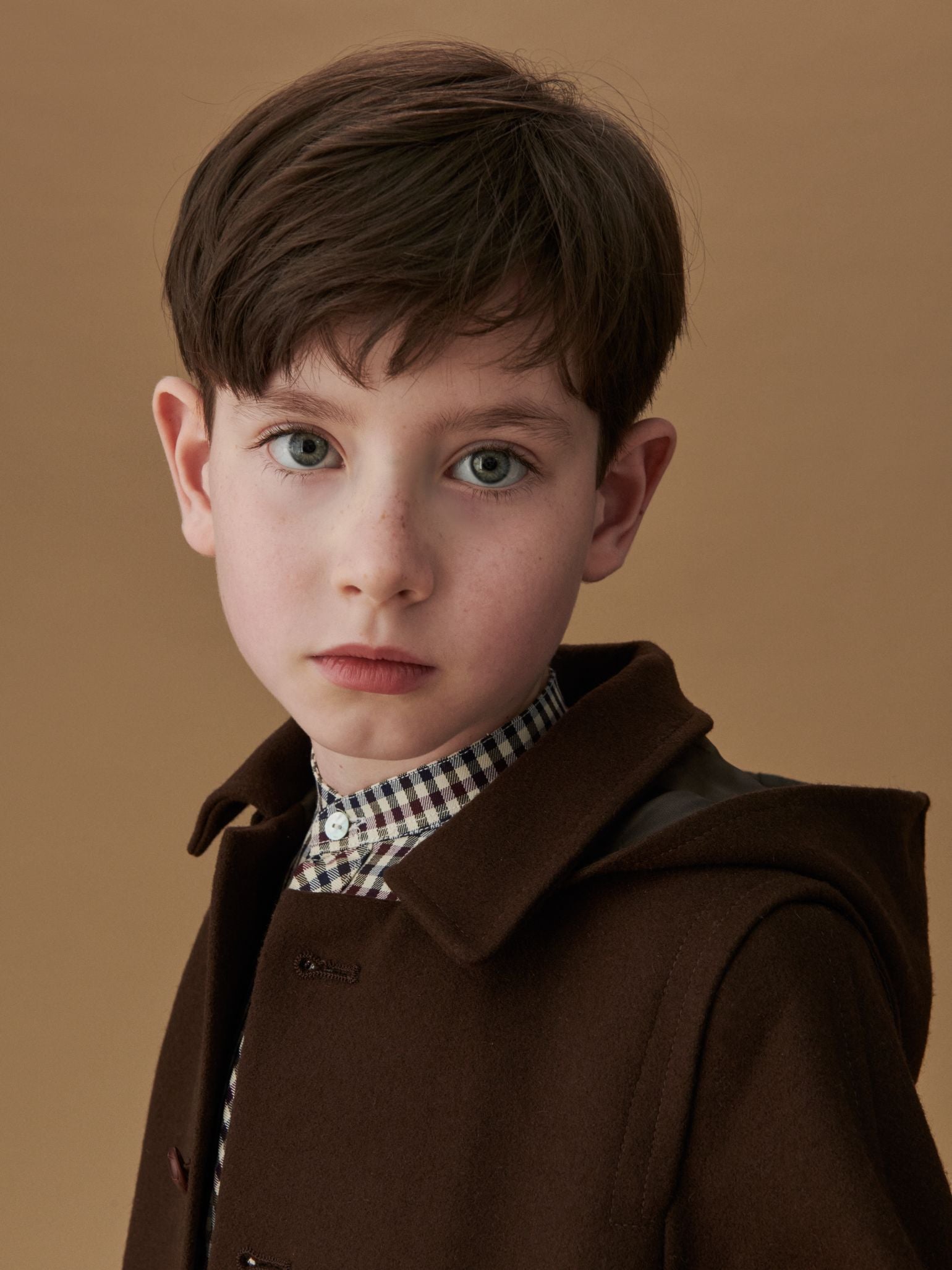 Chocolate Brown Loden Wool Kids Coat