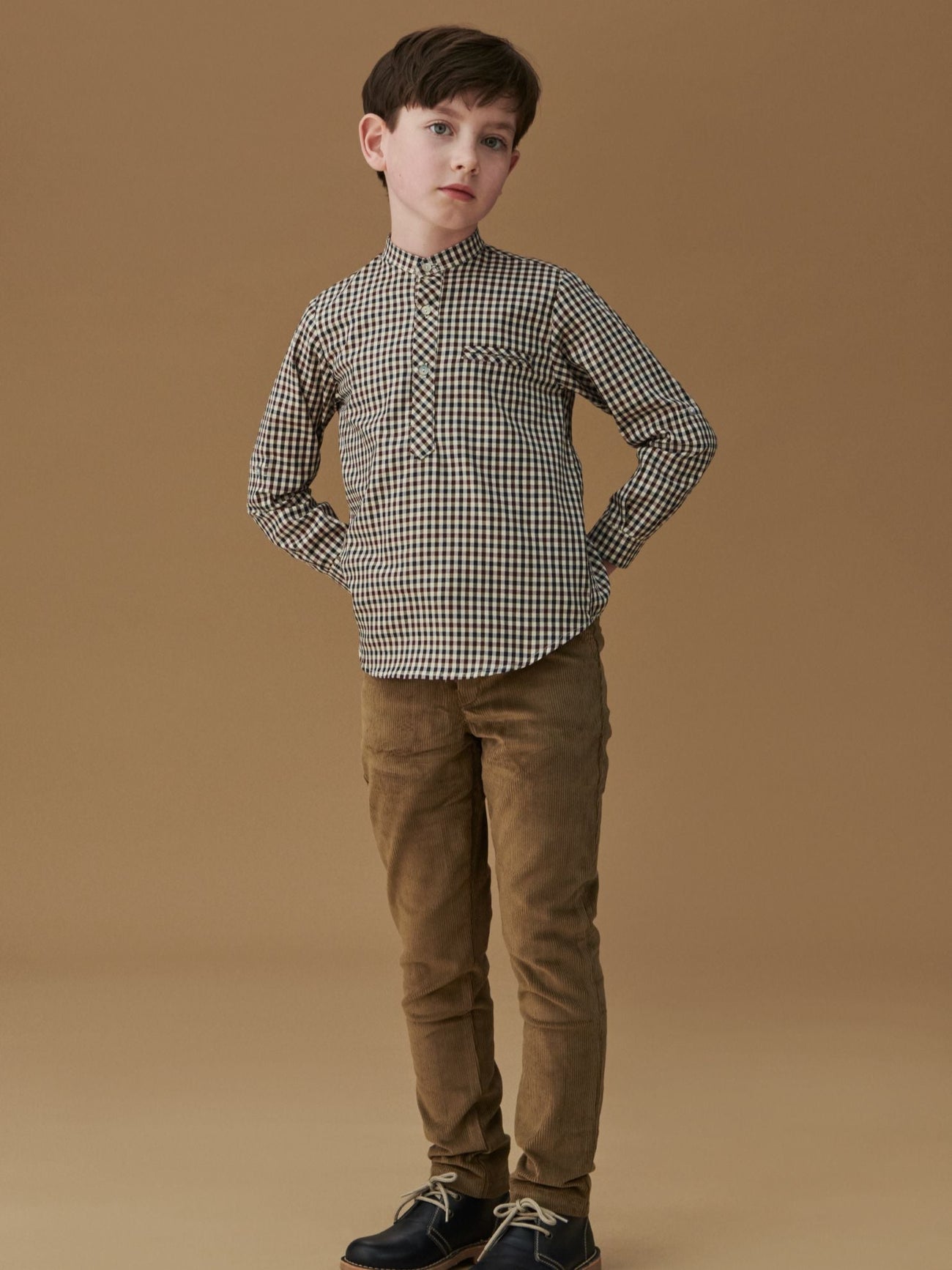 Burgundy Check Mateo Long Sleeve Boy Shirt
