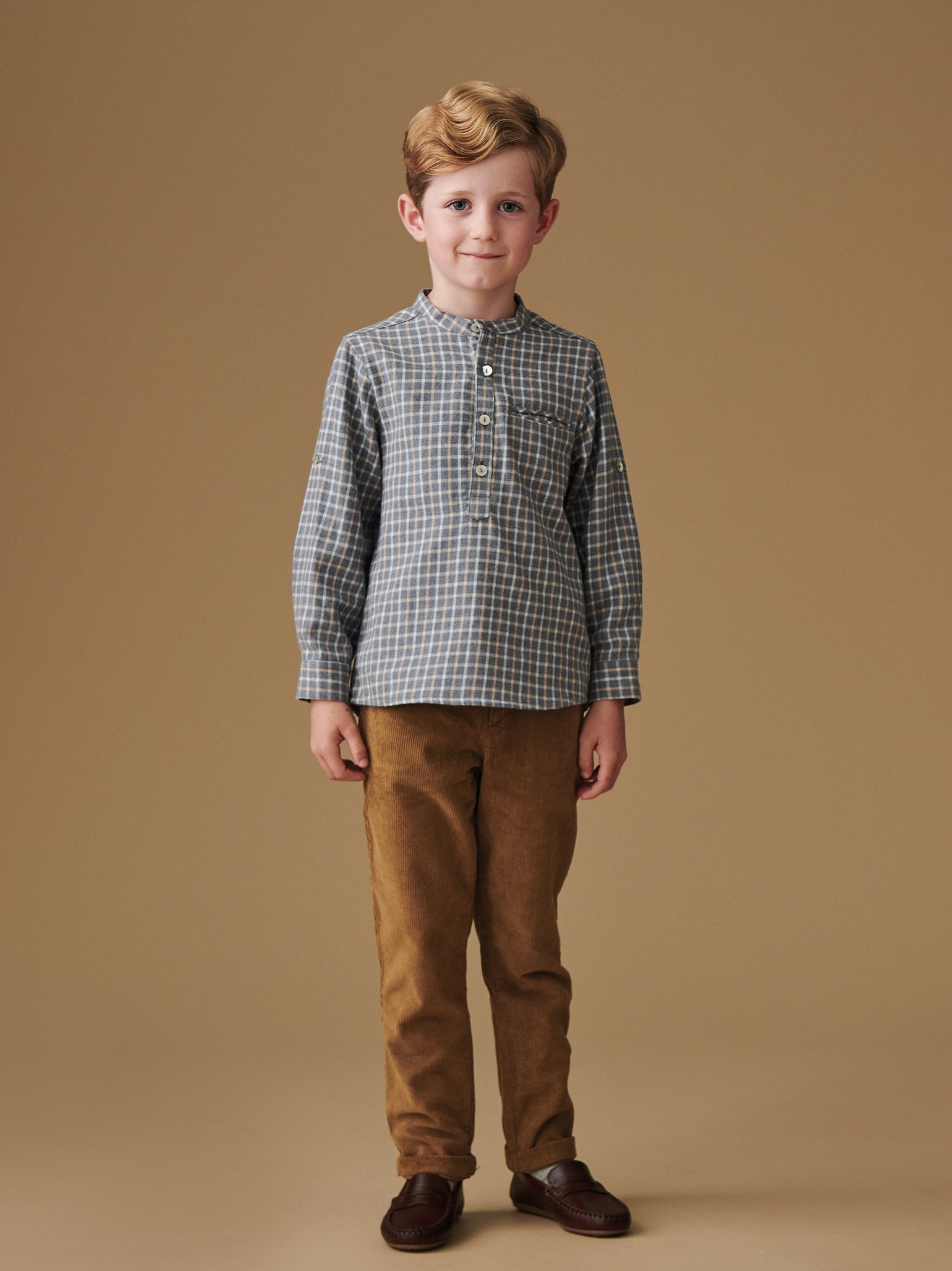 Grey Check Mateo Long Sleeve Boy Shirt