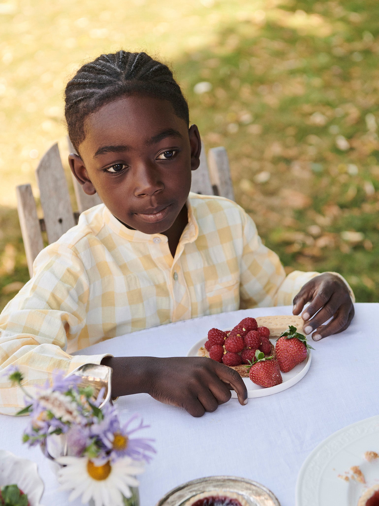 Yellow Gingham Mateo Linen Mix Long Sleeve Boy Shirt La Coqueta Kids