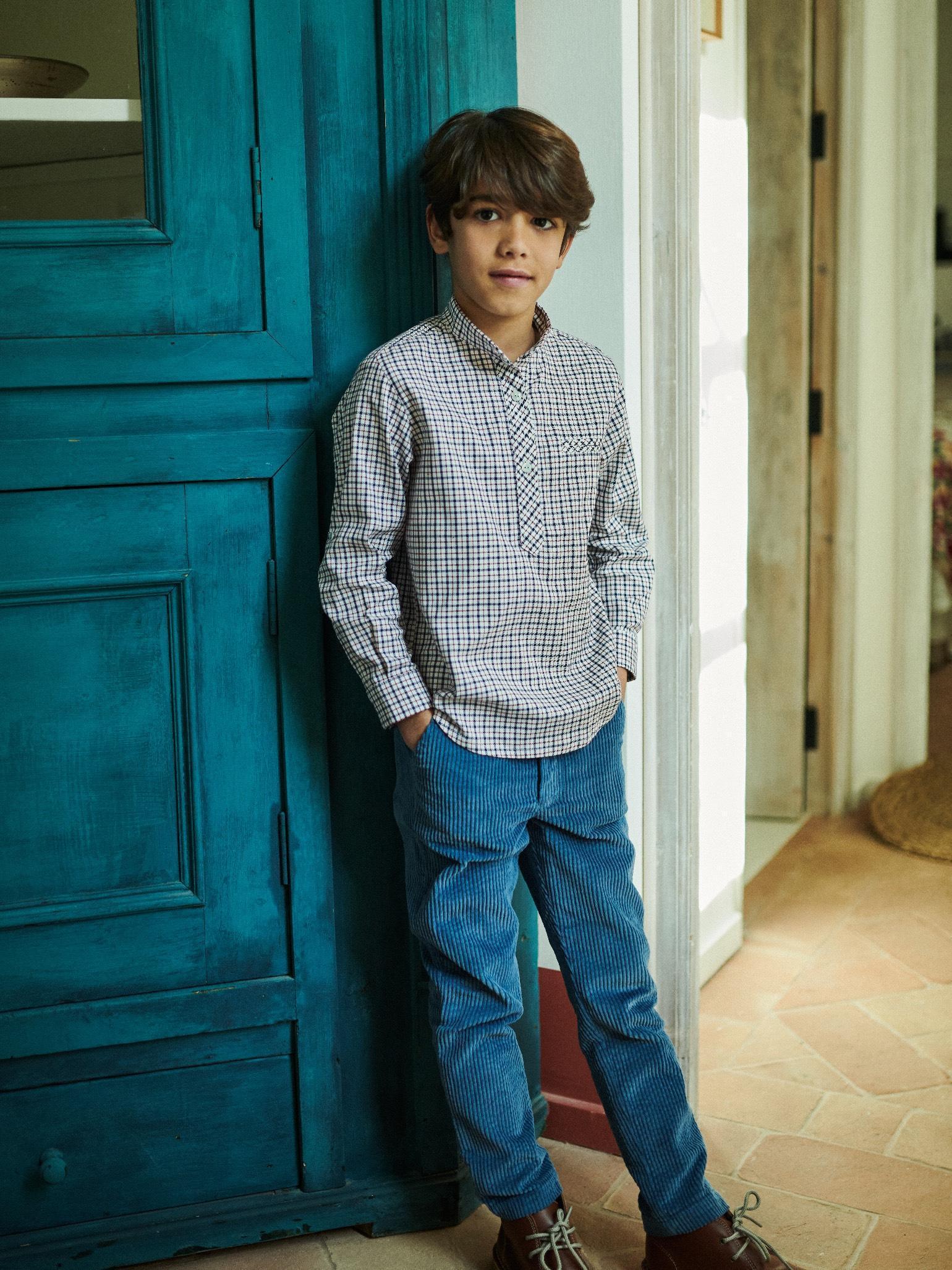 Burgundy Check Mateo Long Sleeve Boy Shirt