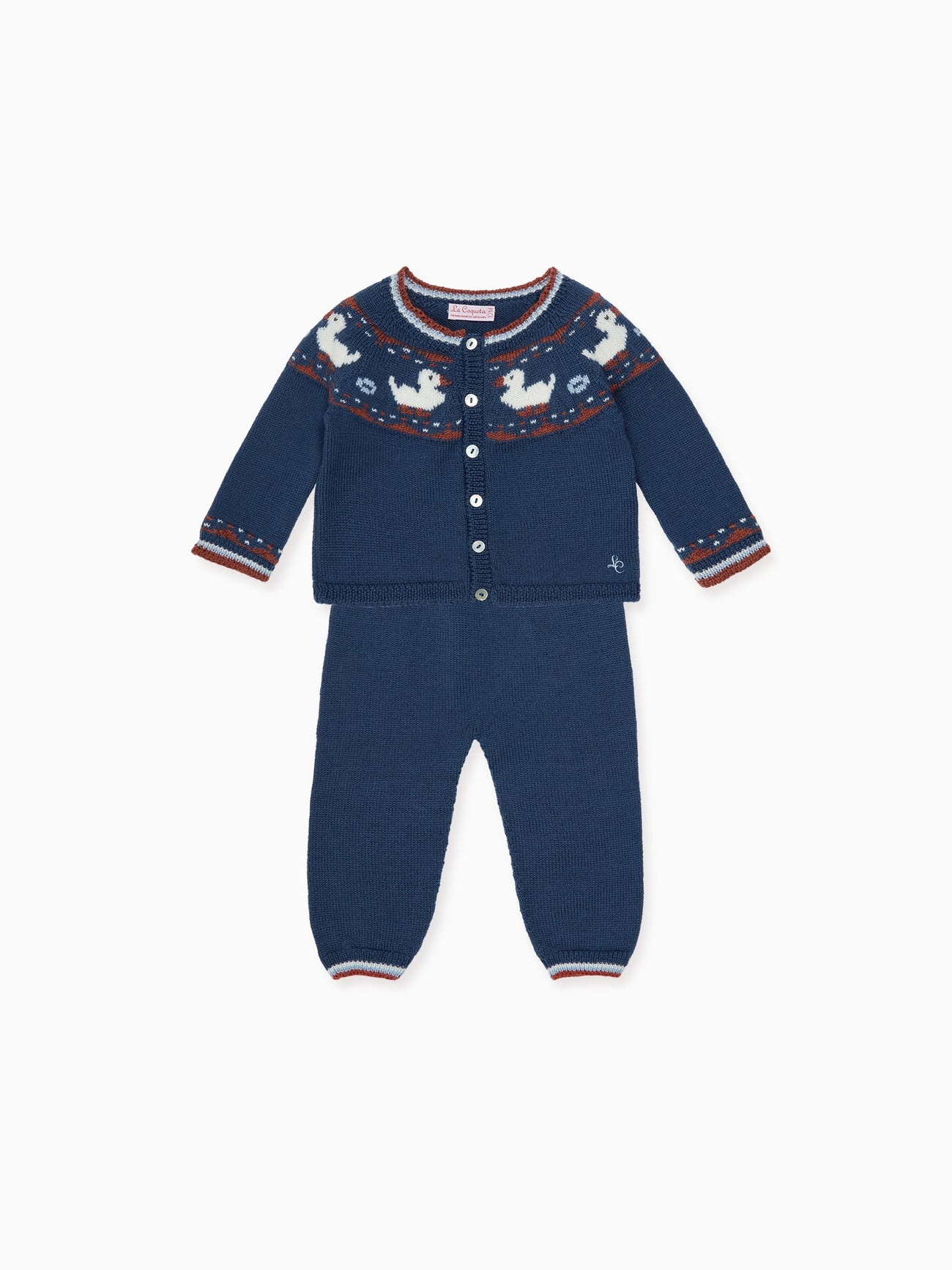 Soft Denim Blue Melange Mavi Merino Duck Baby Knitted Set