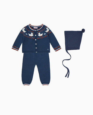 Soft Denim Melange Mavi Merino Duck Baby Knitted Gift Box Set
