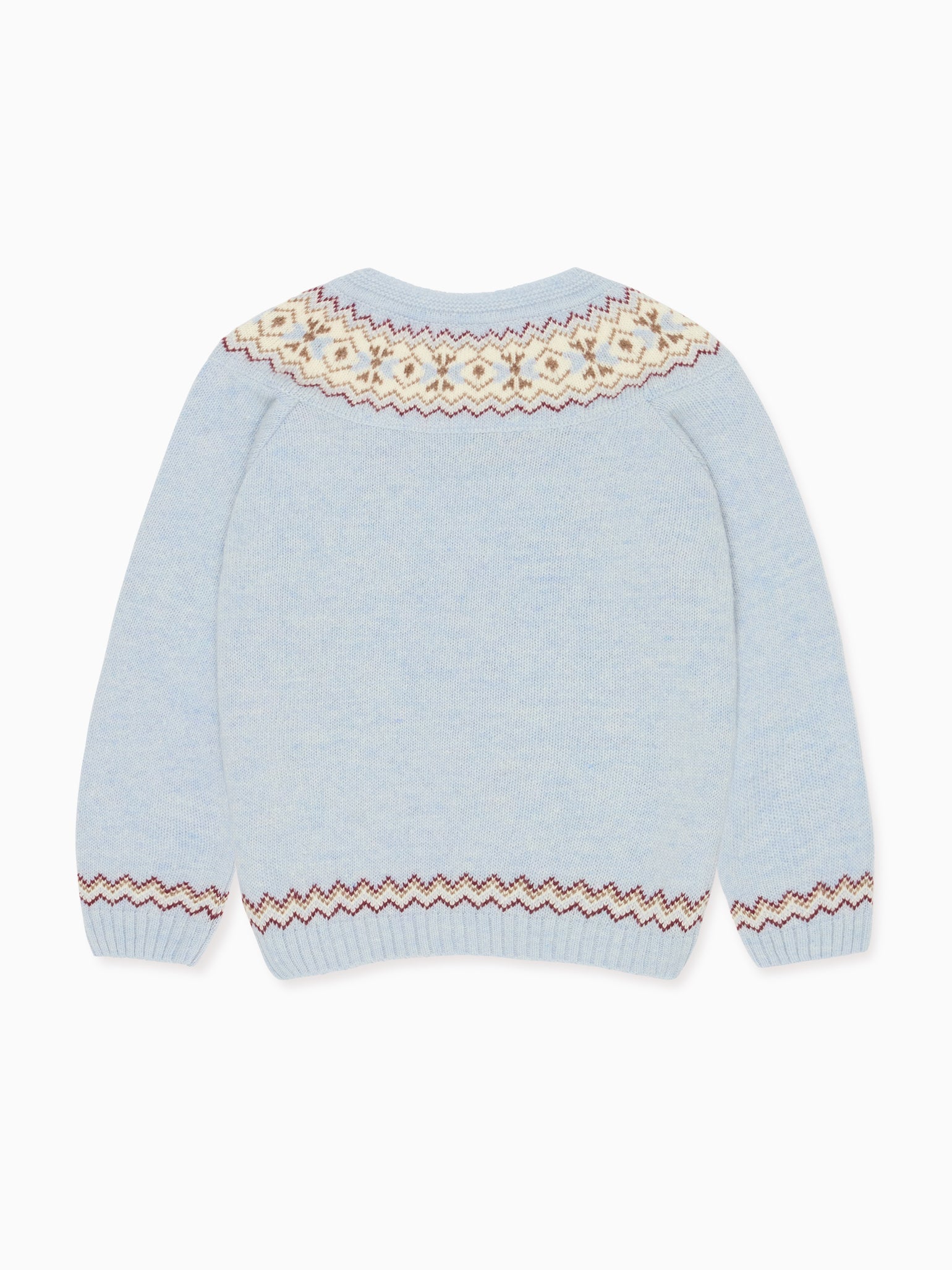 Light Blue Merino Fair Isle Girl Cardigan