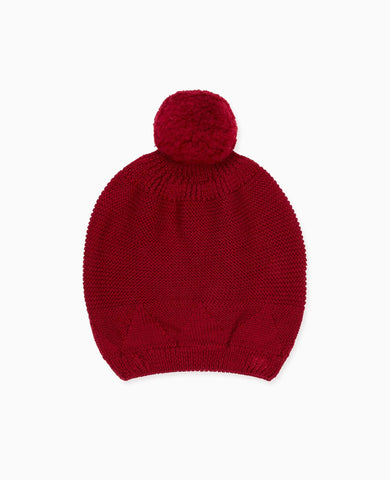 Burgundy Merino Kids Bobble Hat
