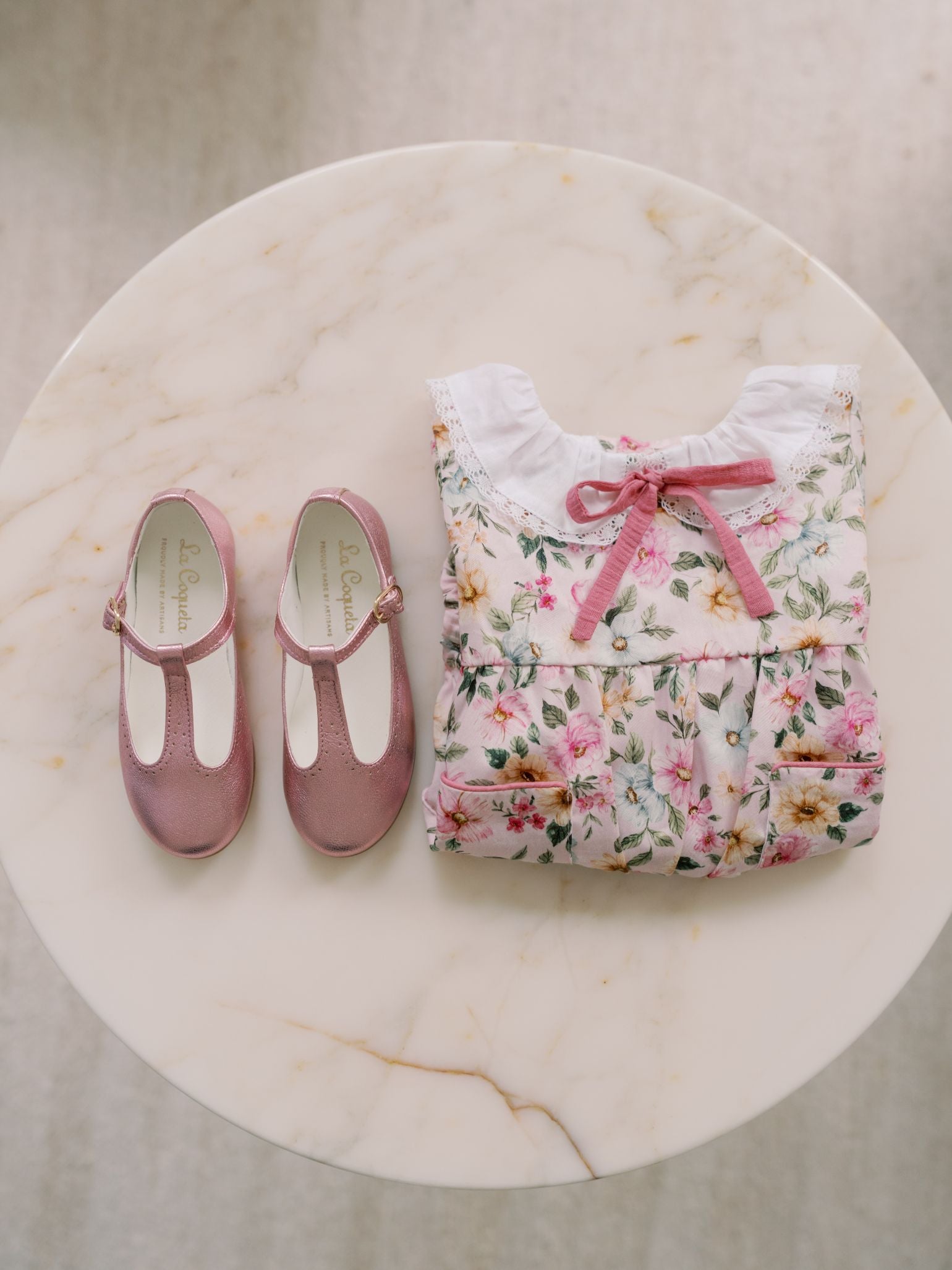 Light Pink Floral Izara Baby Girl Romper