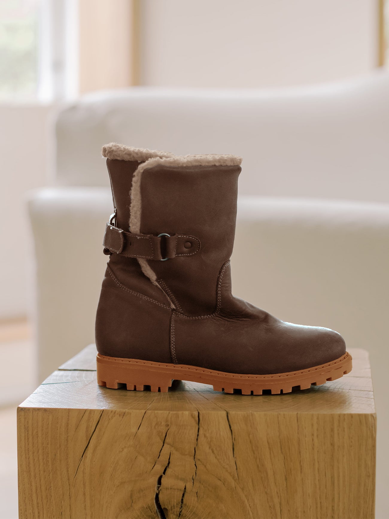 Chocolate Brown Leather Girl Lola Buckle Boots
