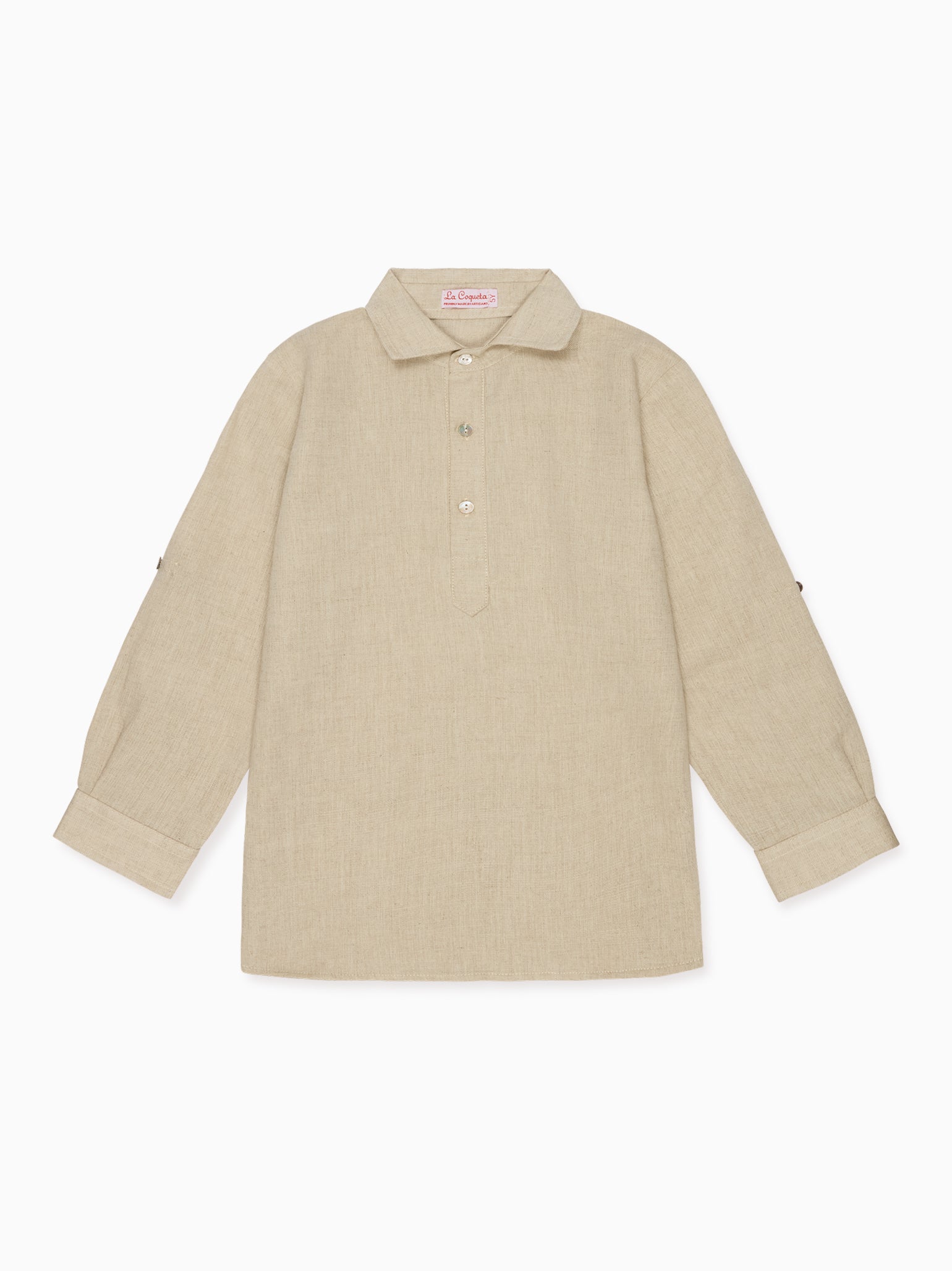 Oatmeal Miguel Cotton Long Sleeve Boy Shirt