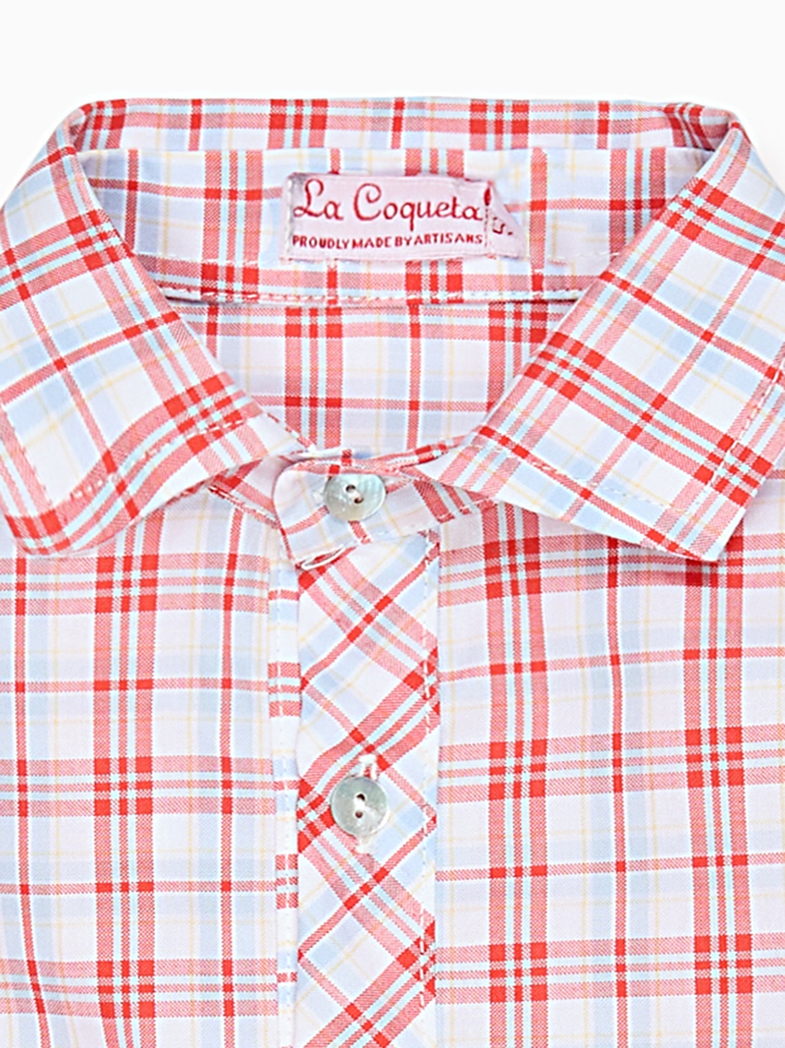 Red Check Miguel Cotton Long Sleeve Boy Shirt