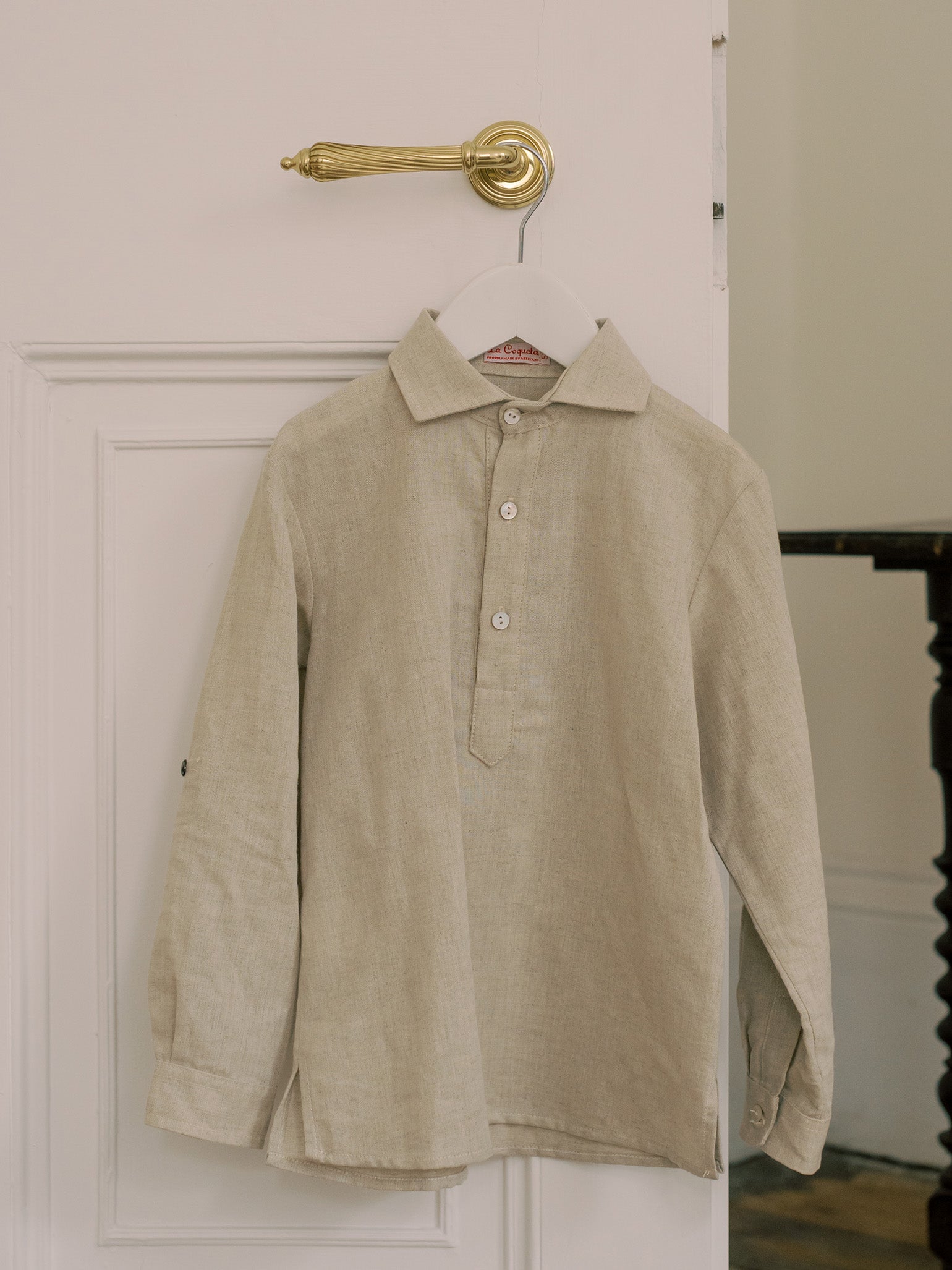 Oatmeal Miguel Cotton Long Sleeve Boy Shirt