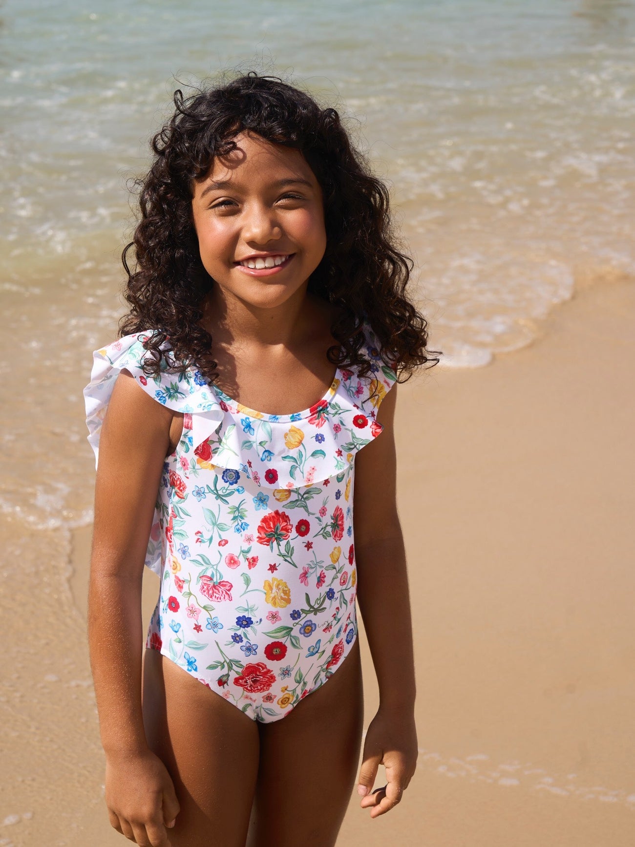 Ivory Floral Mila Girl Swimsuit