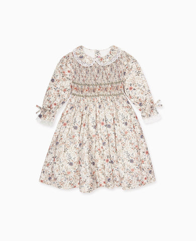 Ivory Floral Milla Girl Hand-Smocked Dress