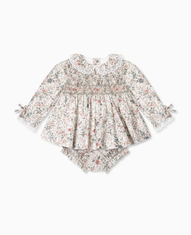 Ivory Floral Milla Baby Girl Hand-Smocked Set