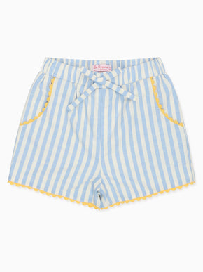 Blue Stripe Miranda Cotton Girl Shorts