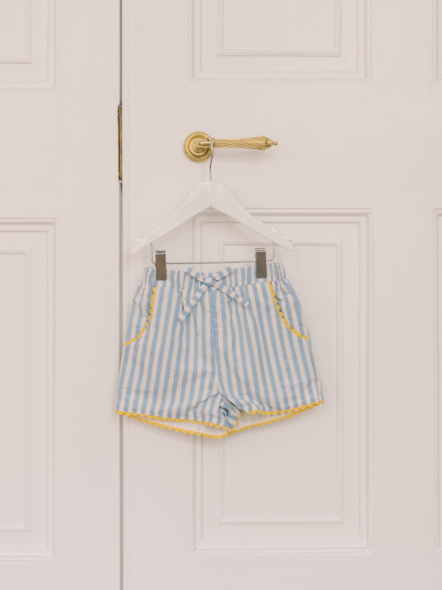 Blue Stripe Miranda Cotton Girl Shorts