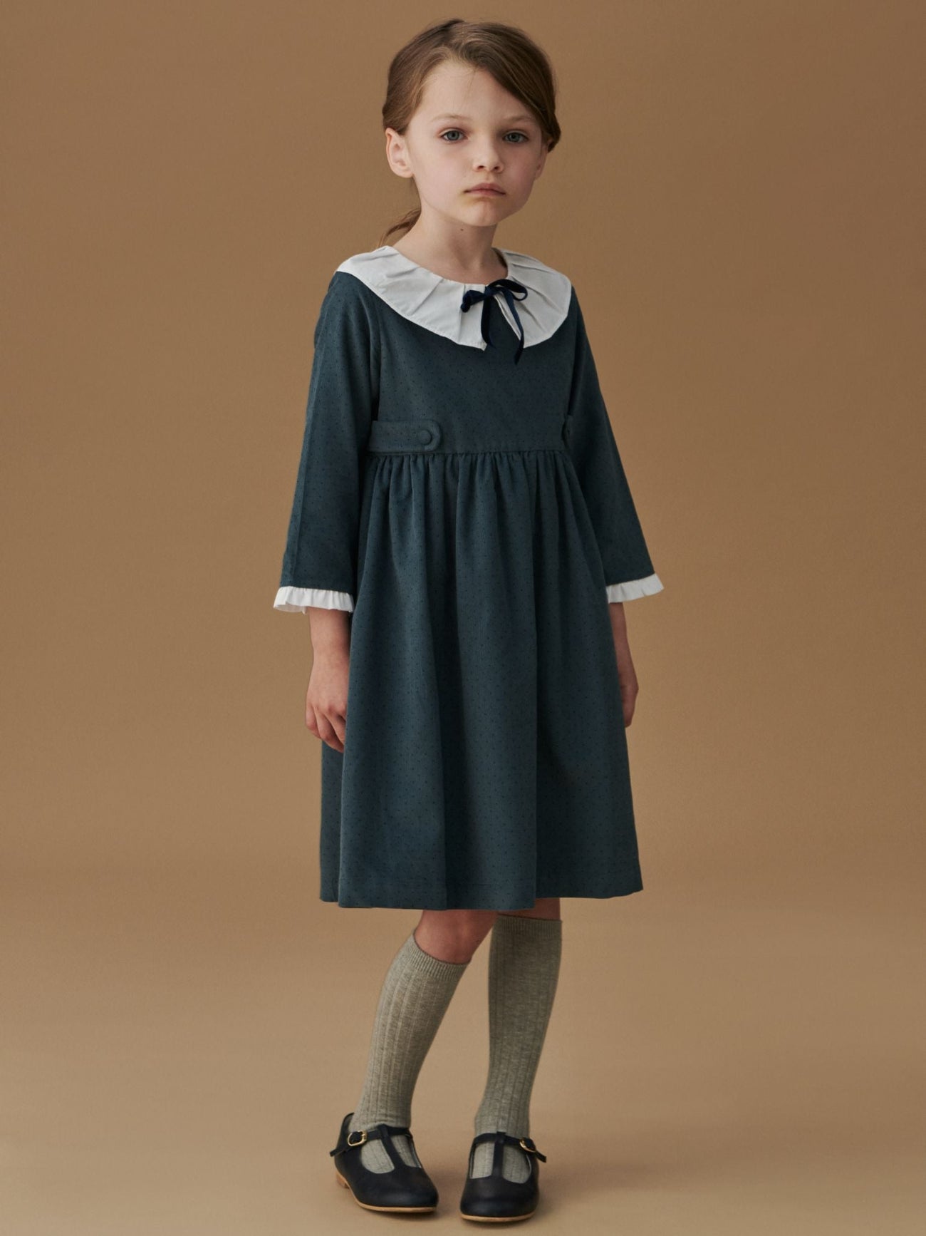 Blue Polka Dot Mona Corduroy Girl Dress