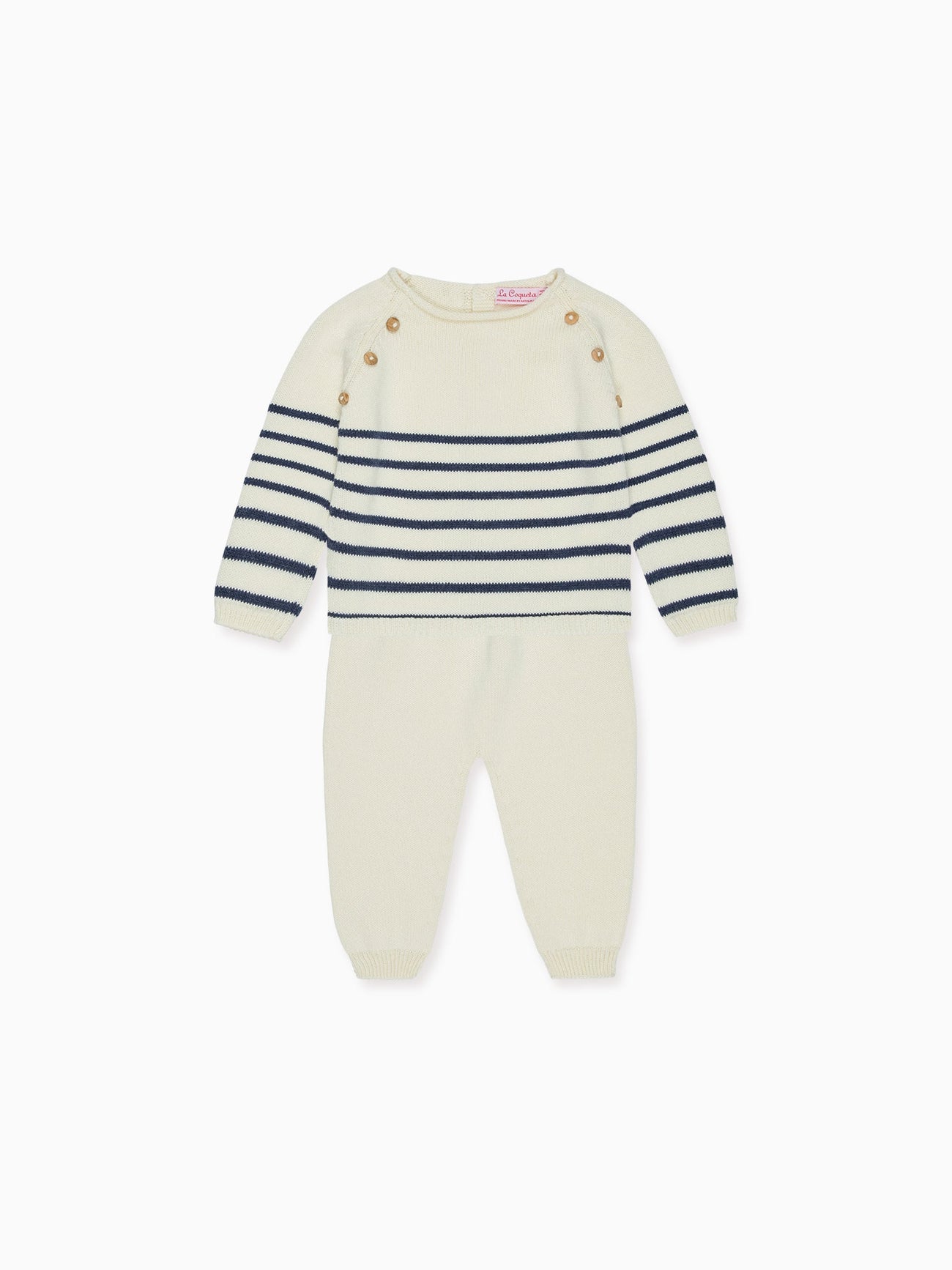 Navy Stripe Monda Cotton Baby Knitted Set