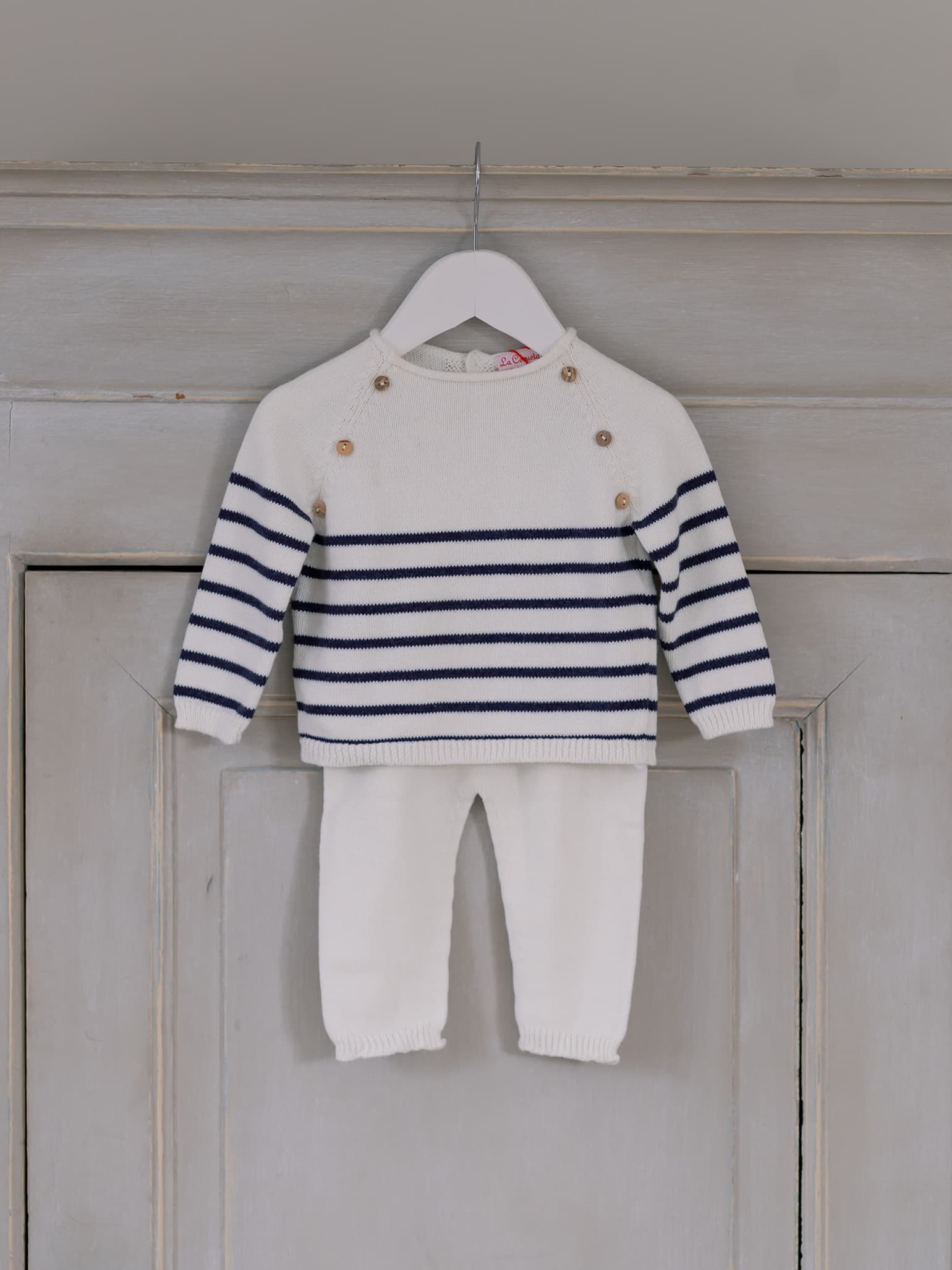 Navy Stripe Monda Cotton Baby Knitted Set