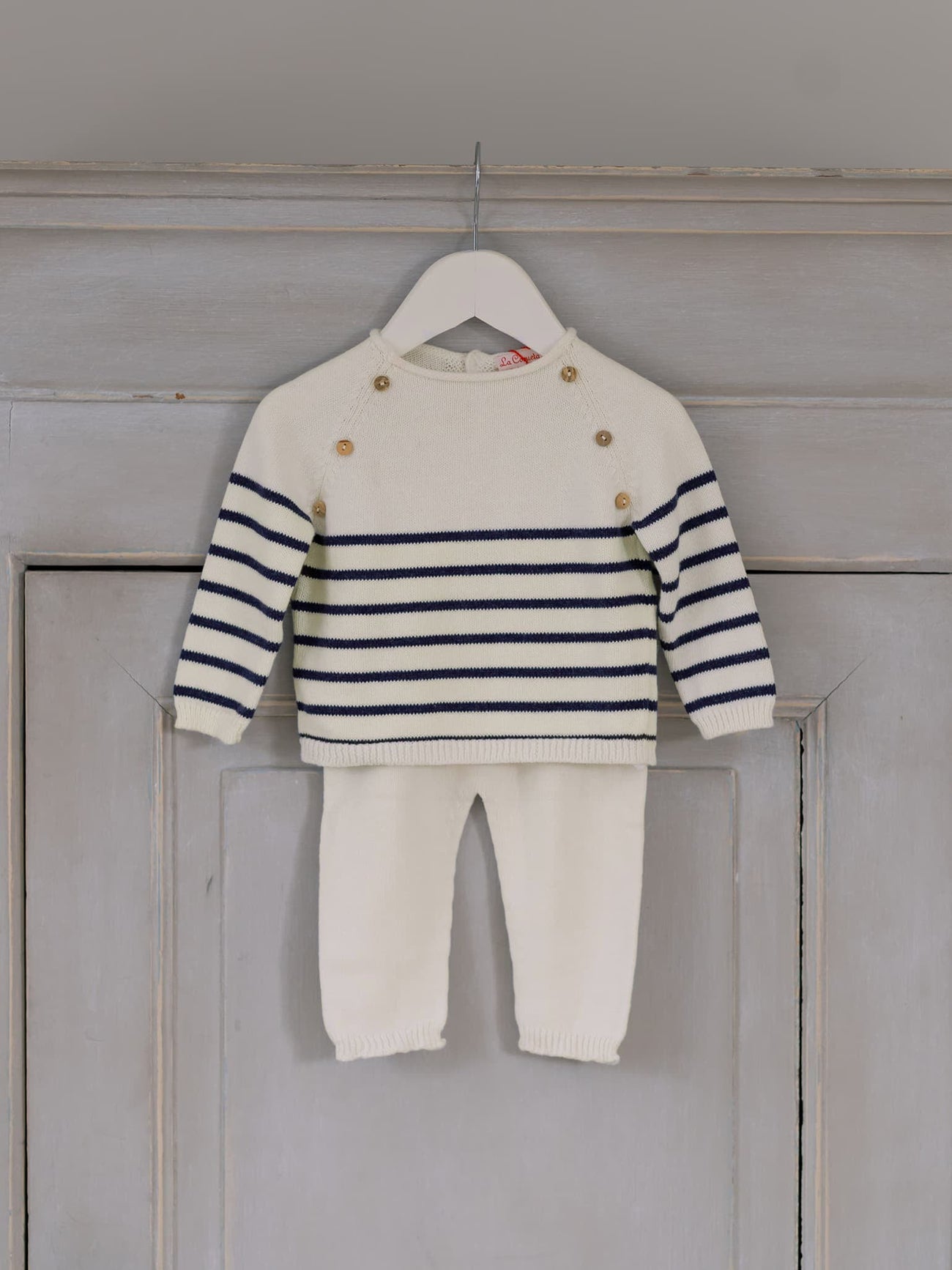 Navy Stripe Monda Cotton Baby Knitted Set