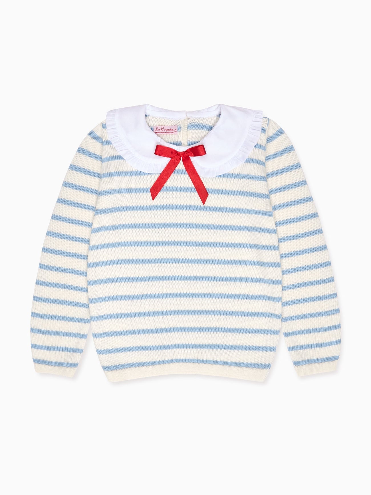 Dusty Blue Stripe Morissa Cotton Girl Jumper