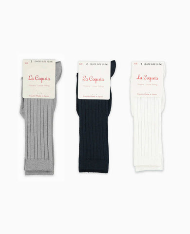 White Mix Ribbed Knee High Kids Socks Set