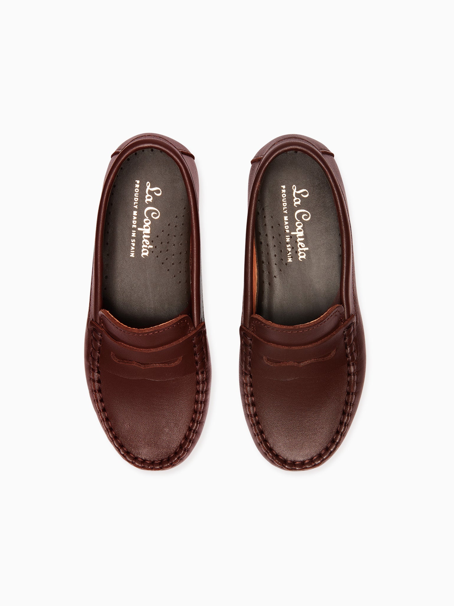 Chocolate Brown Leather Boy Loafer Shoes