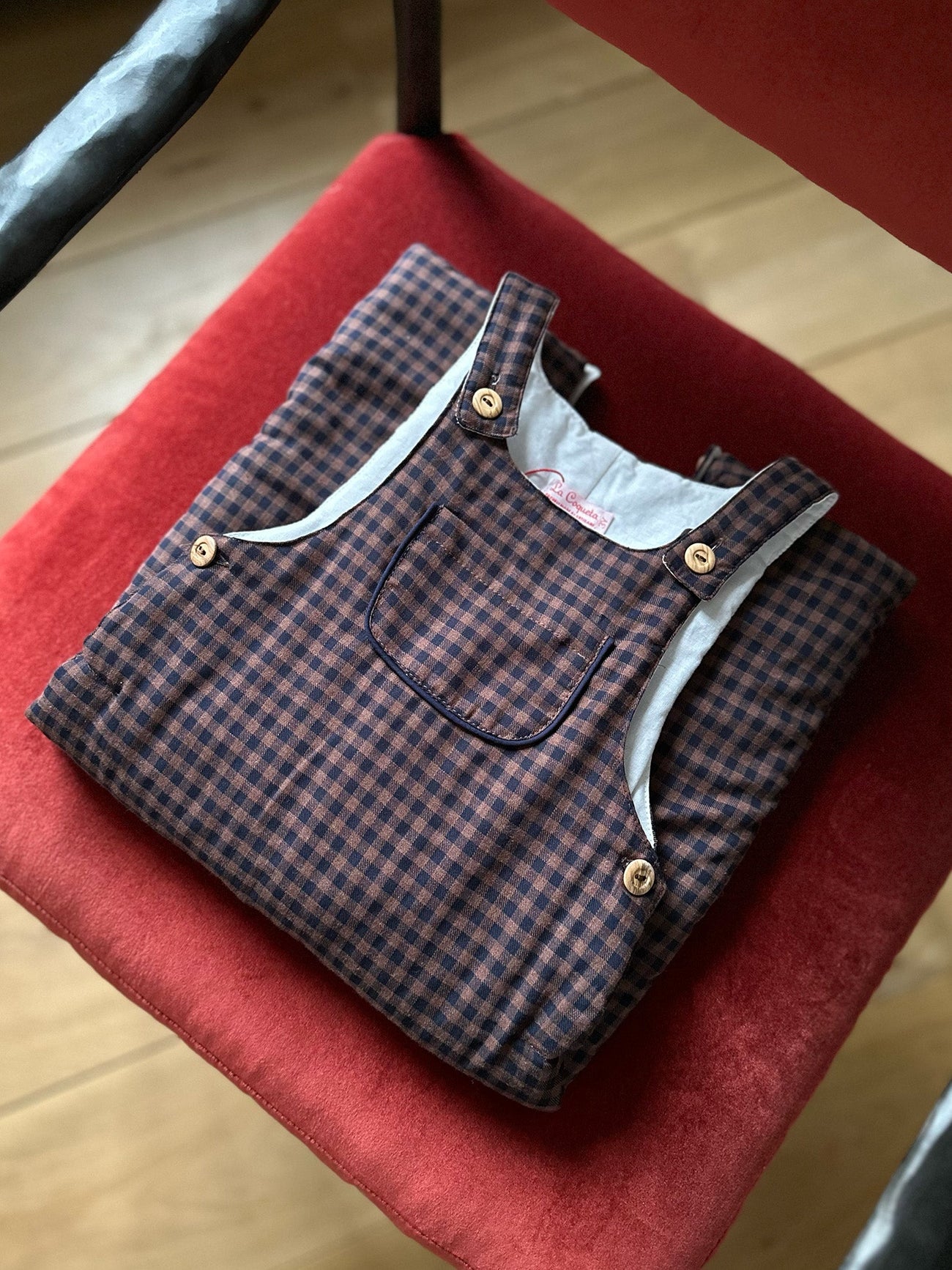 Navy Check Coroza Baby Dungarees