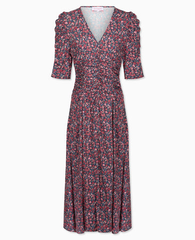 Navy Floral Siena Womens Long Dress