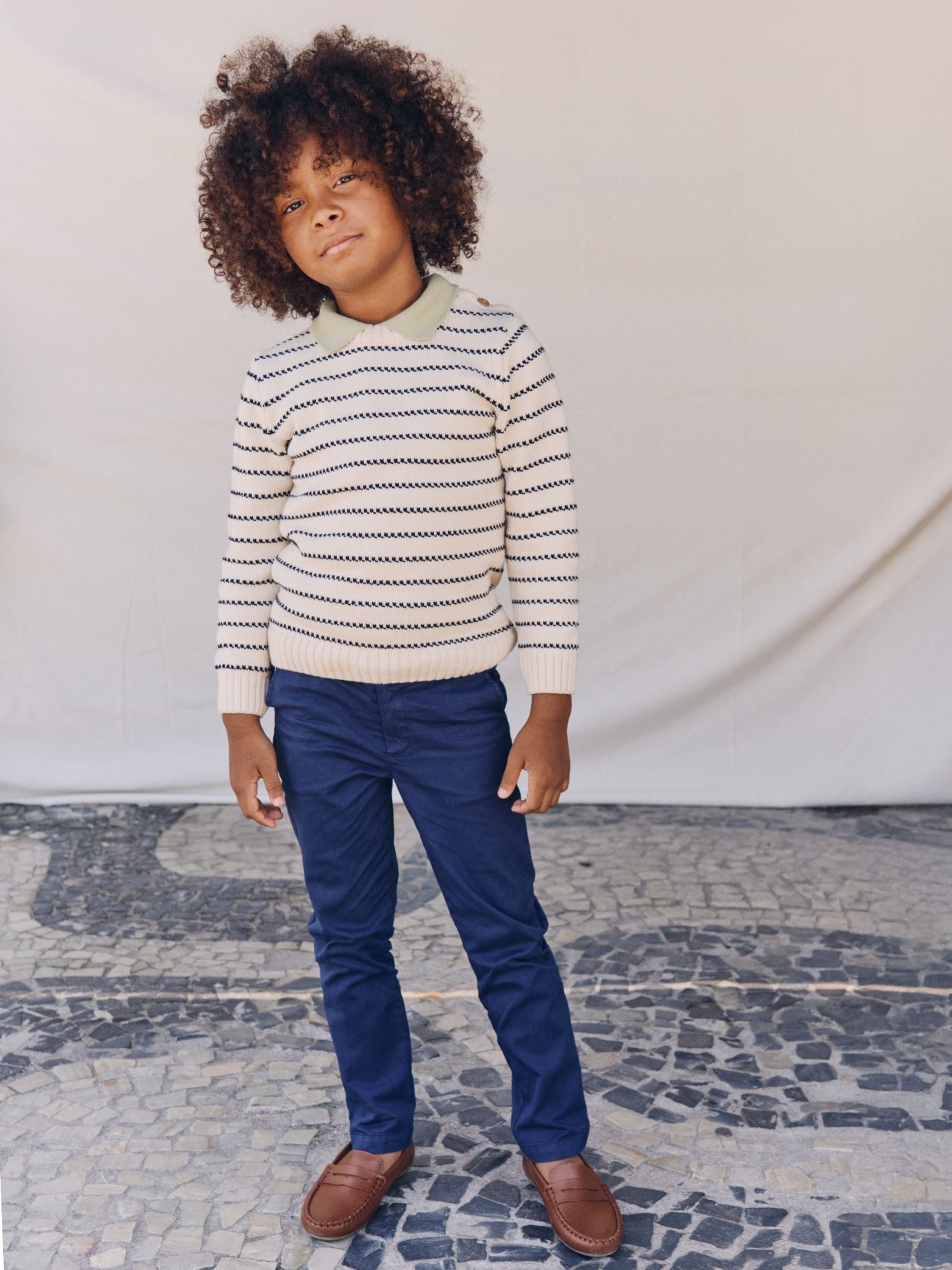 Navy Stripe Raya Cotton Boy Jumper