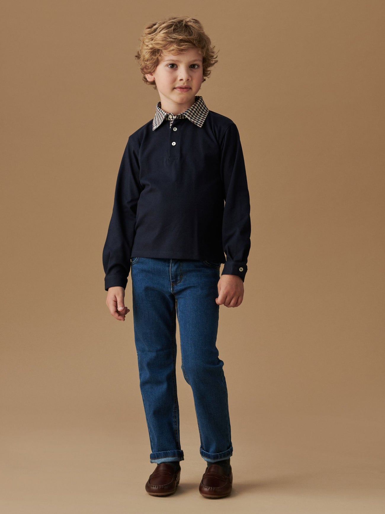 Navy Tijo Long Sleeve Boy Rugby Shirt