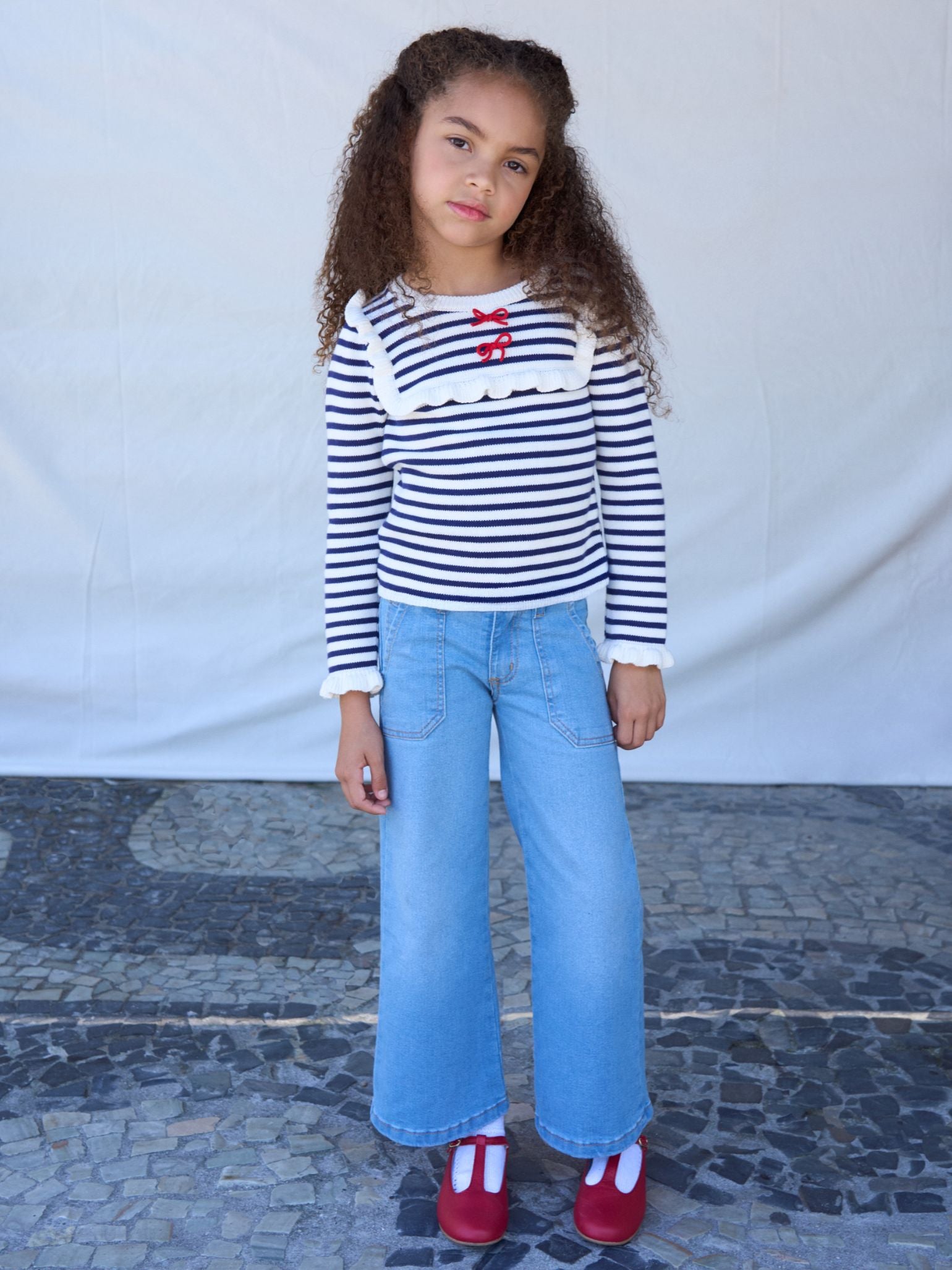 Navy Stripe Candela Cotton Girl Jumper