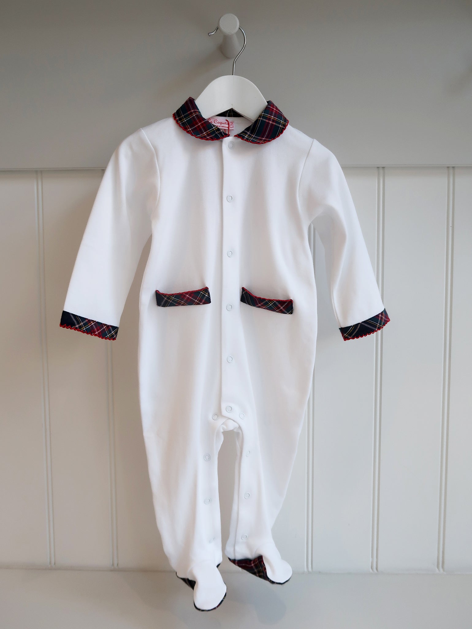 Navy Tartan Lindo Baby Sleepsuit