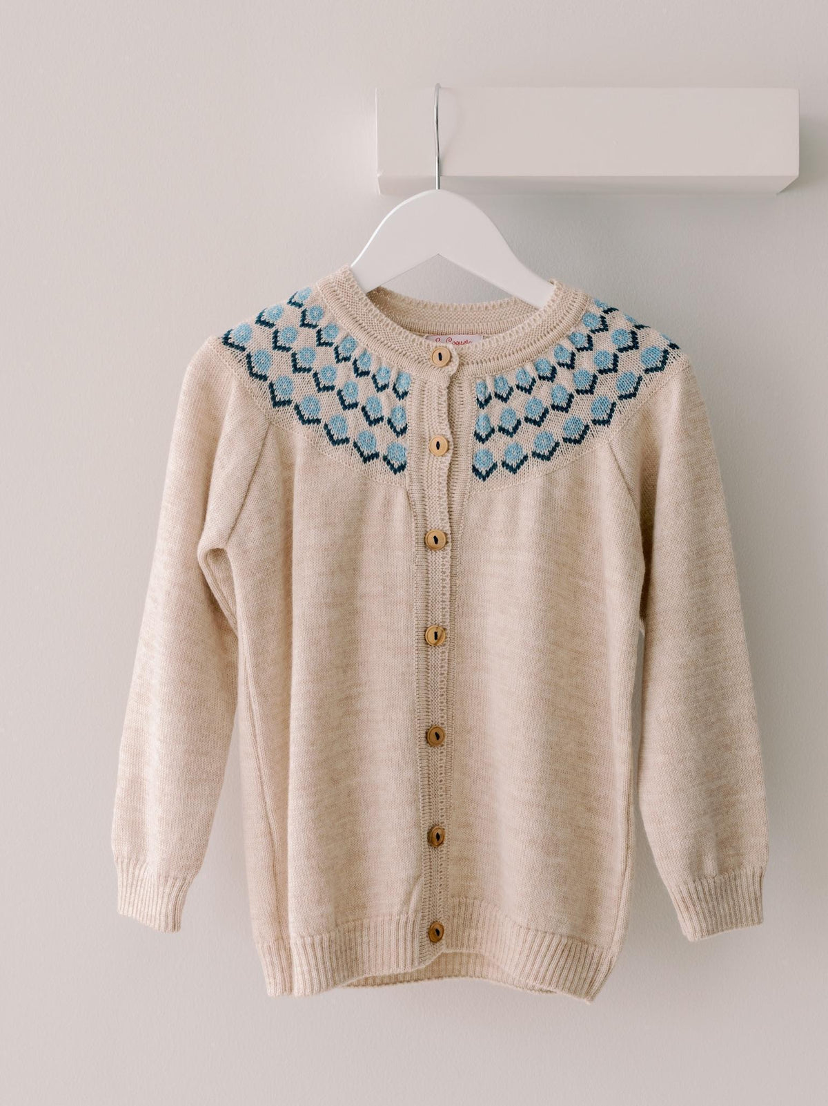 Oatmeal Nelia Merino Fair Isle Girl Cardigan