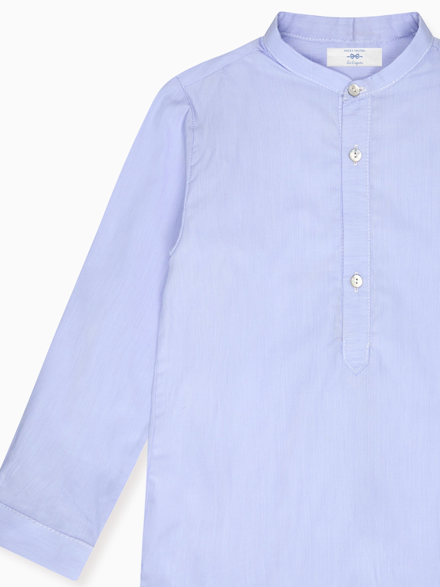 Nicky Hilton x La Coqueta Blue Stripe Nicholai Long Sleeve Boy Shirt