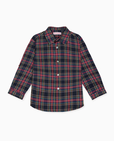 Navy Tartan Nico Long Sleeve Boy Shirt