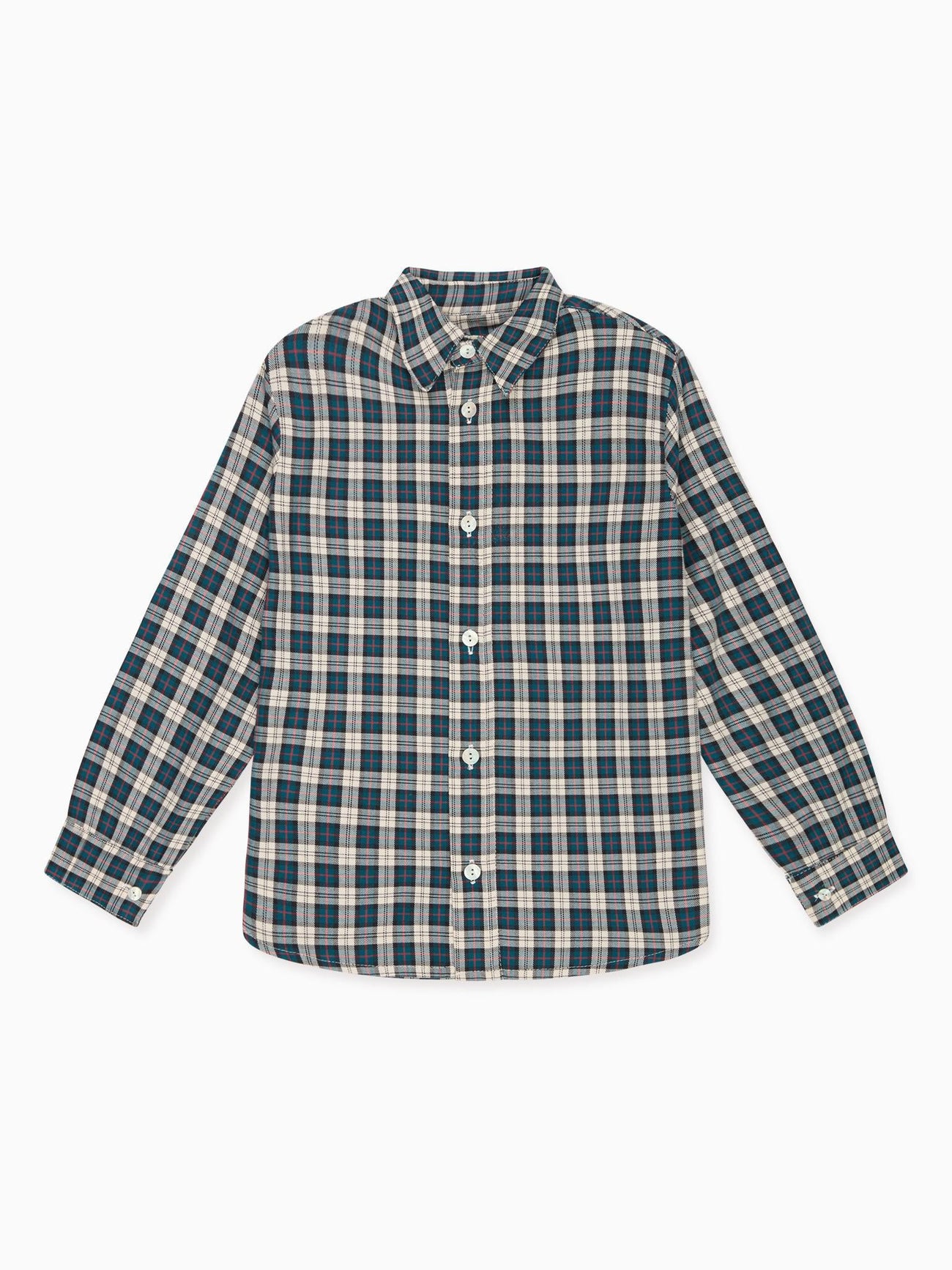 Teal Tartan Nico Long Sleeve Boy Shirt