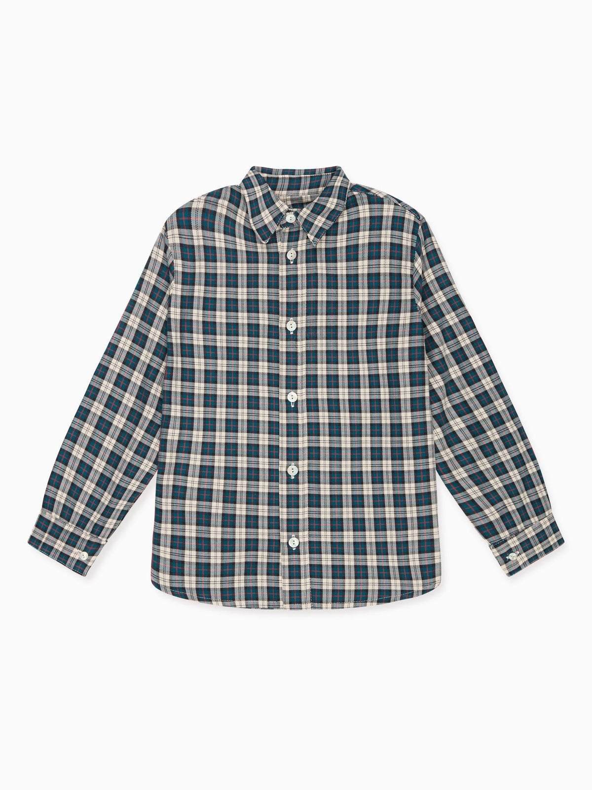 Teal Tartan Nico Long Sleeve Boy Shirt