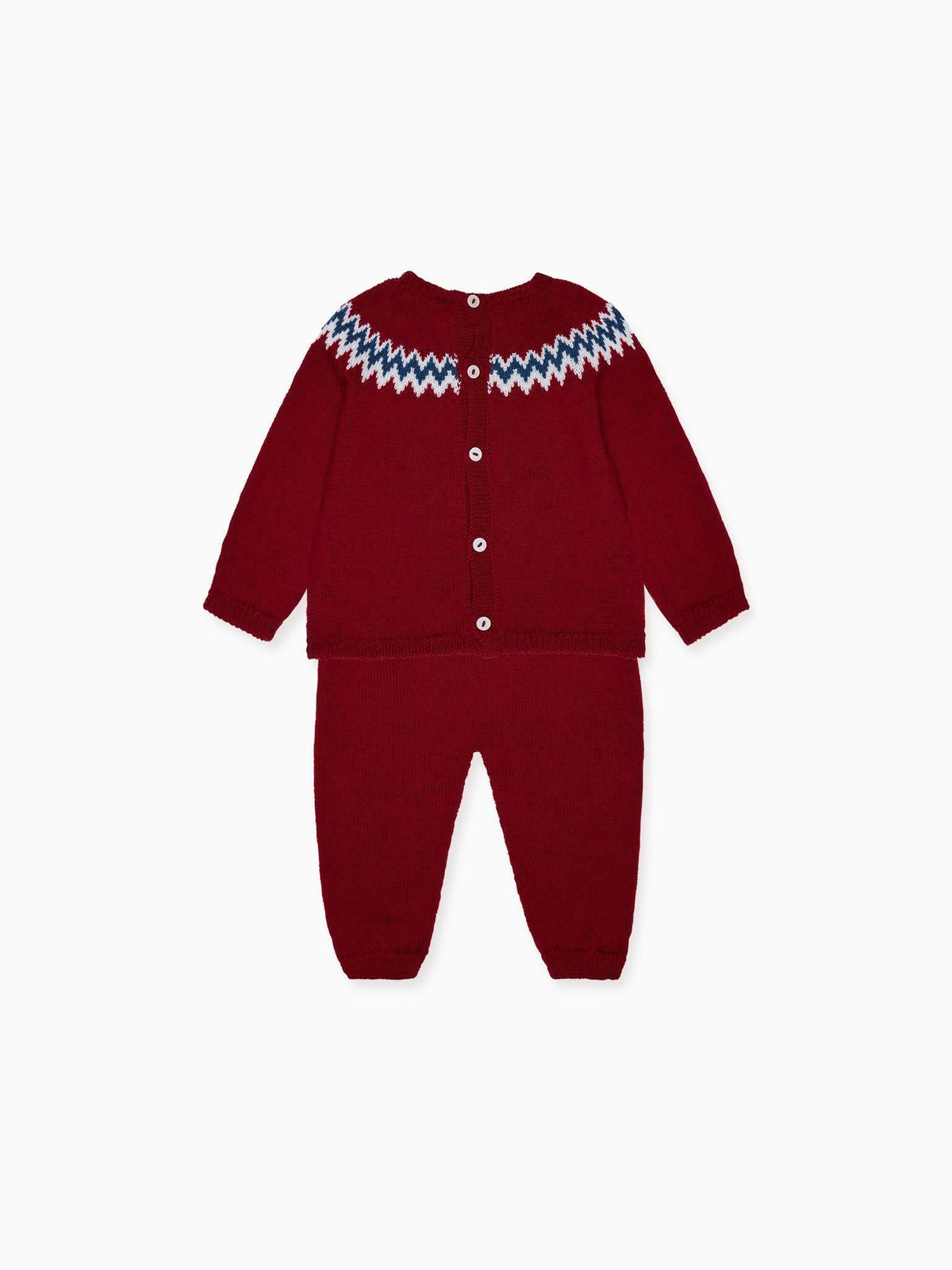 Burgundy Nieve Merino Fair Isle Baby Knitted Set