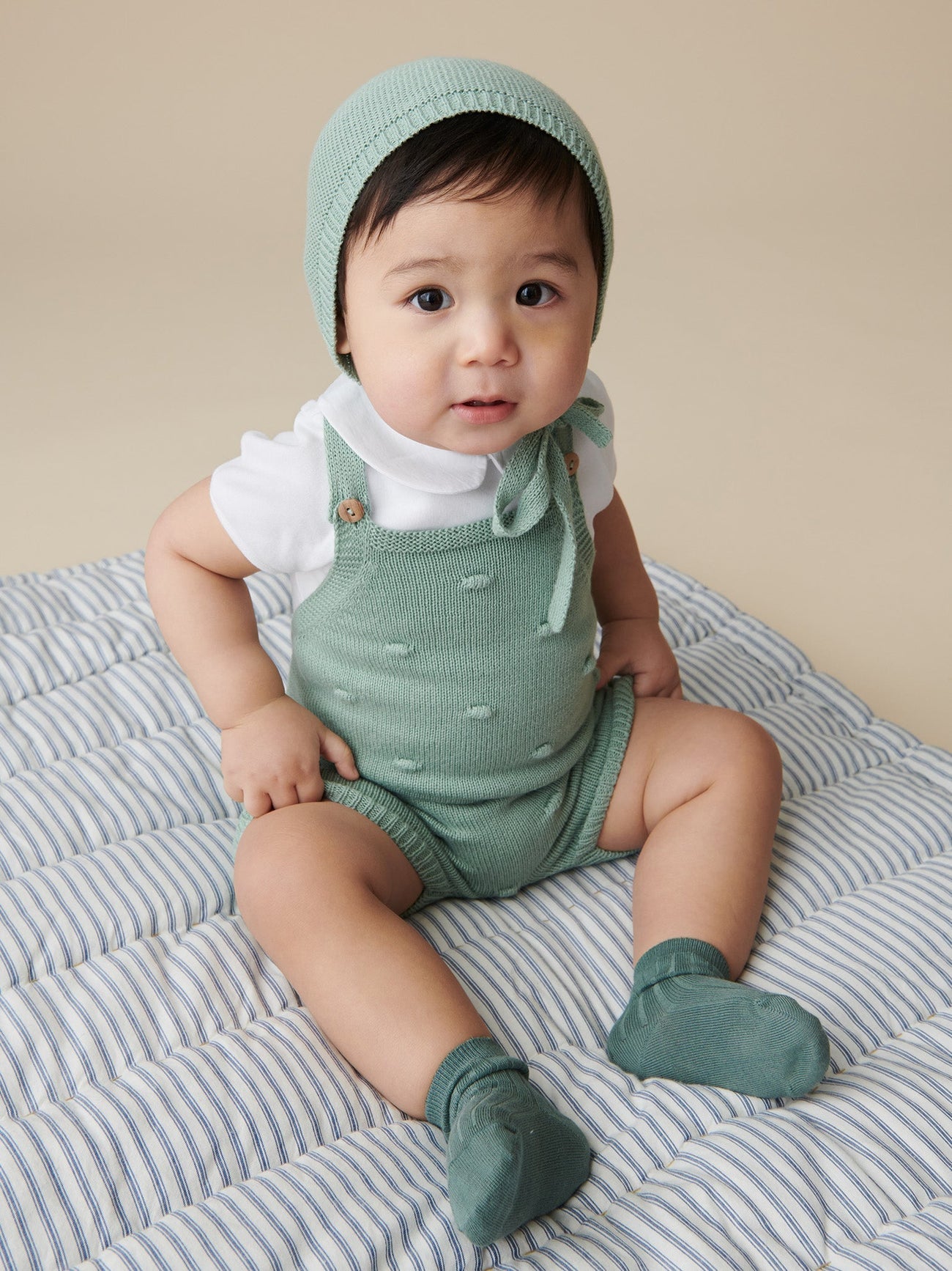 Sage Noa Cotton Baby Knitted Dungarees