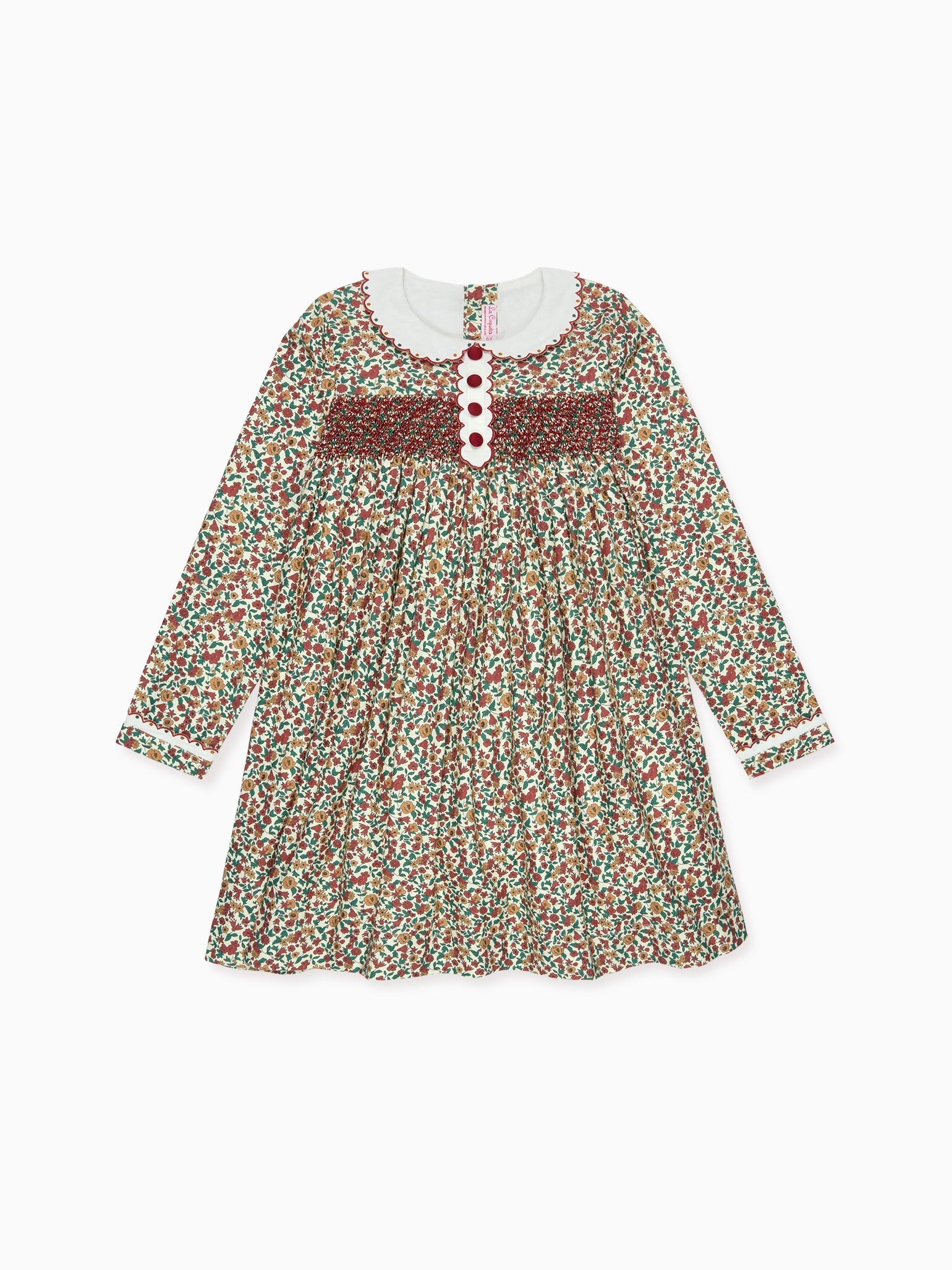 Terracotta Floral Noelia Girl Hand-Smocked Dress