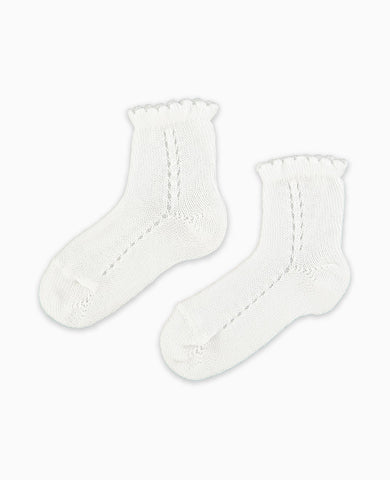 White Openwork Short Girl Socks