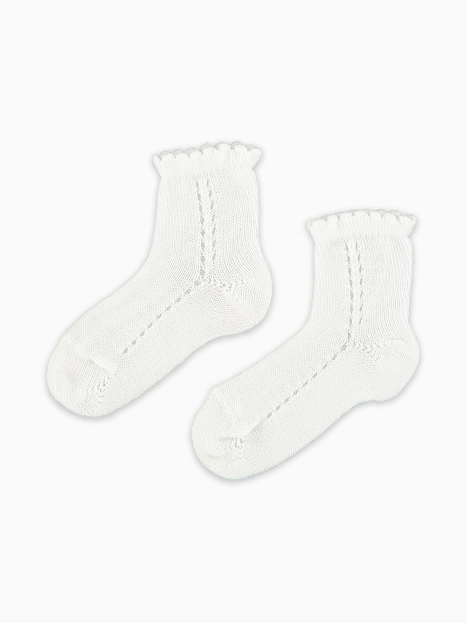 White Openwork Short Girl Socks Set