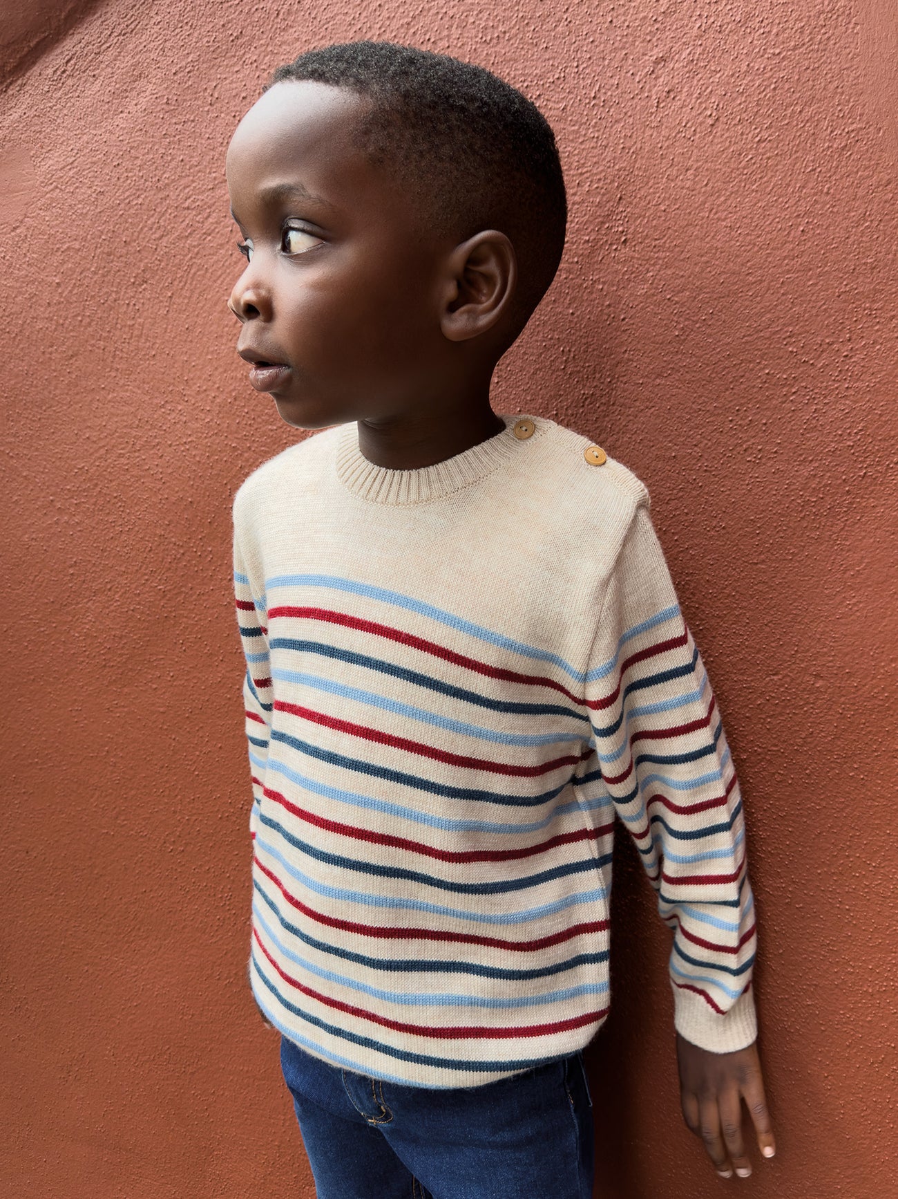 Oatmeal Stripe Curro Merino Boy Jumper