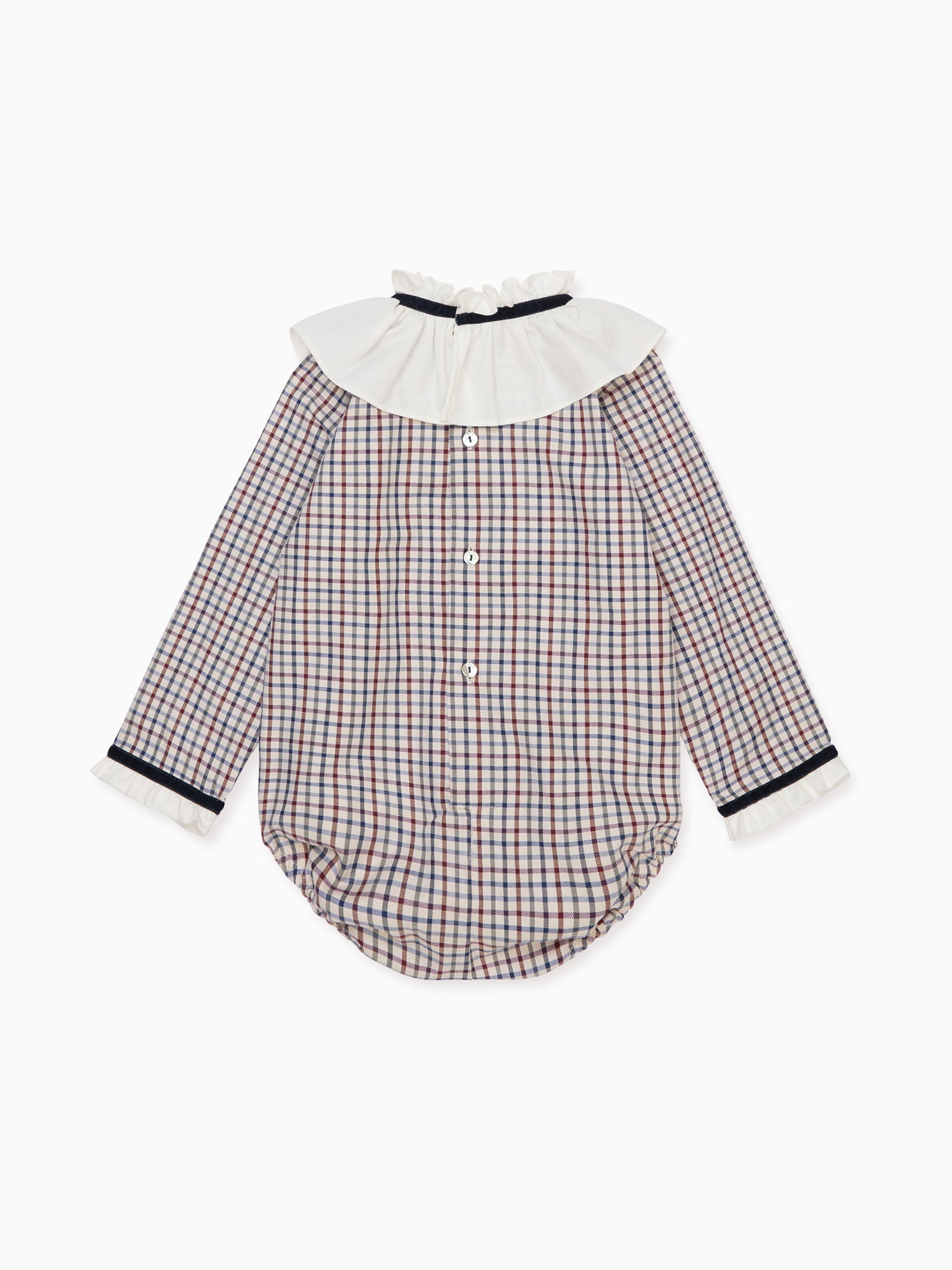 Burgundy Check Odisea Baby Girl Romper