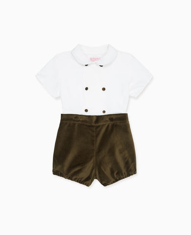 Green Otto Velvet Baby Boy Set